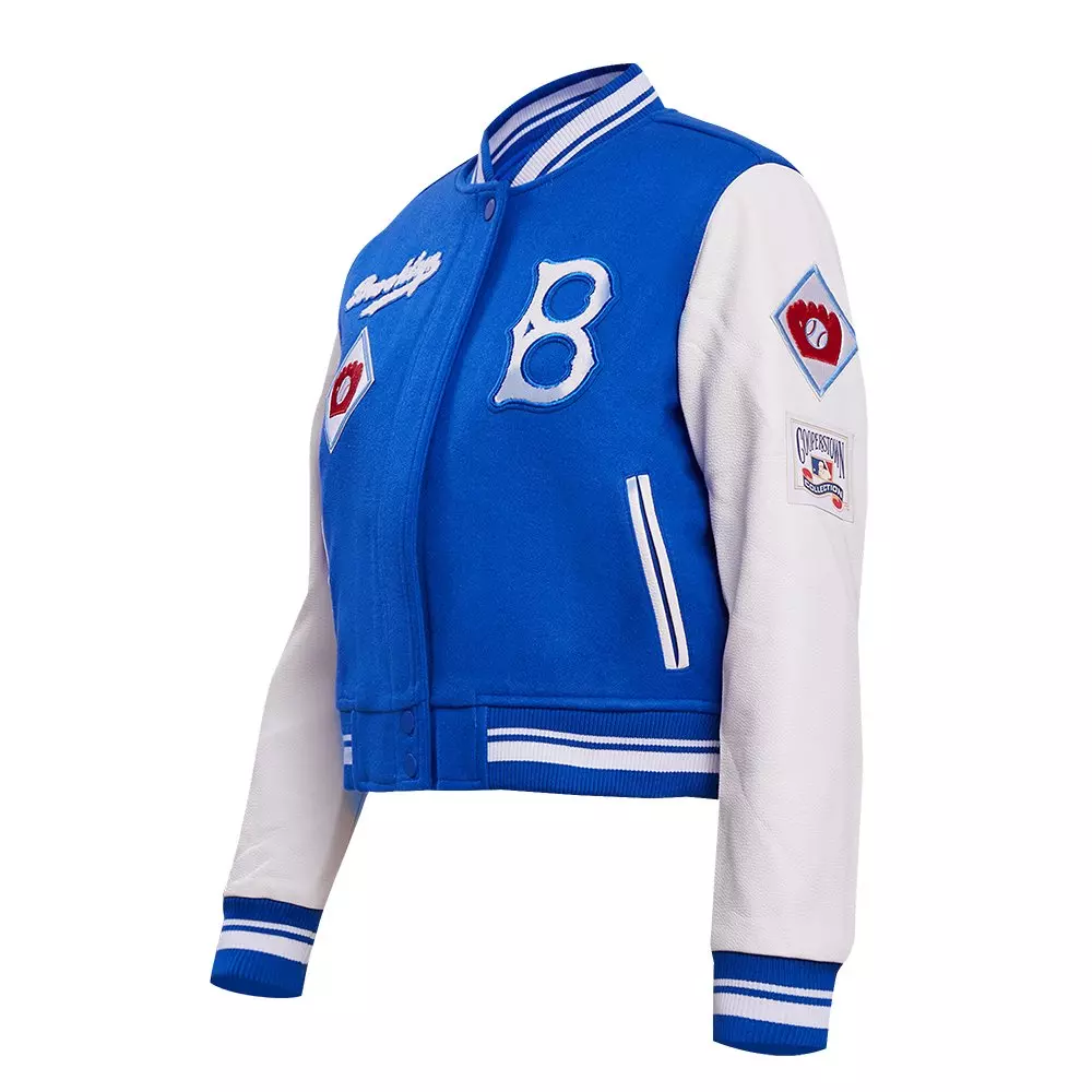 Pro Standard Women's MLB Brooklyn Dodgers Retro Classic Rib Wool Varsity Jacket - BLUE/WHITE