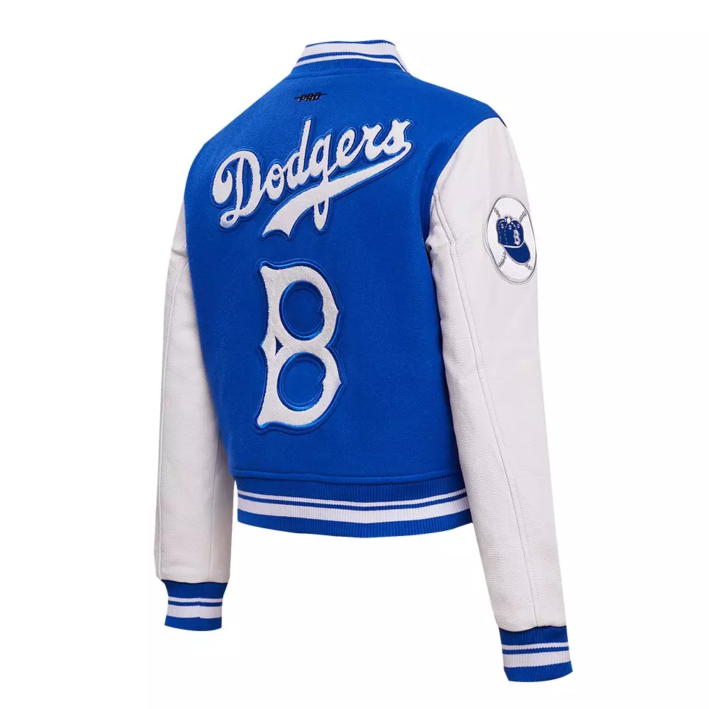 Pro Standard Women's MLB Brooklyn Dodgers Retro Classic Rib Wool Varsity Jacket - BLUE/WHITE
