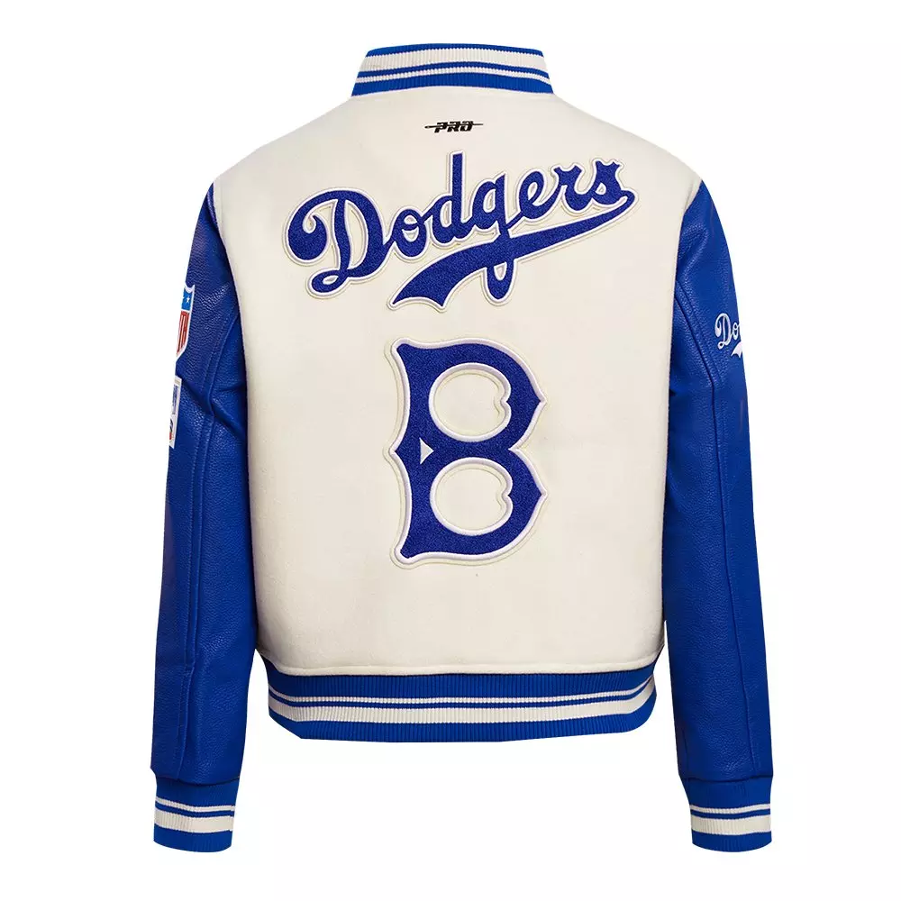 Pro Standard Women's MLB Brooklyn Dodgers Retro Classic Rib Wool Varsity Jacket - OFF-WHITE/BLUE
