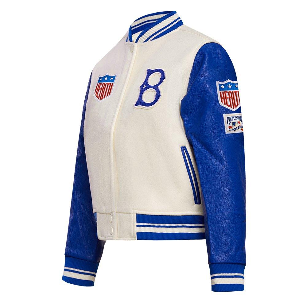 Pro Standard Women's MLB Brooklyn Dodgers Retro Classic Rib Wool Varsity Jacket - OFF-WHITE/BLUE Thumbnail View 3
