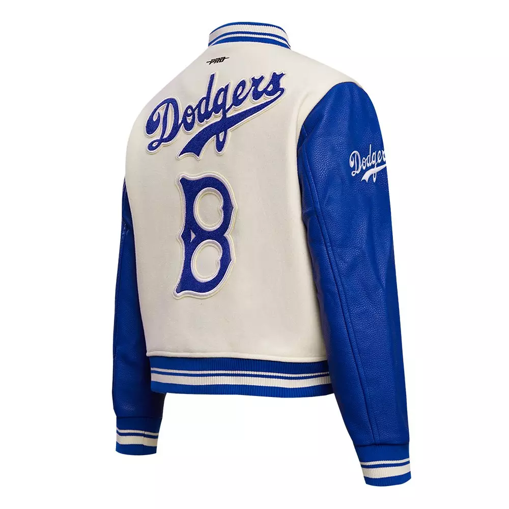 Pro Standard Women's MLB Brooklyn Dodgers Retro Classic Rib Wool Varsity Jacket - OFF-WHITE/BLUE