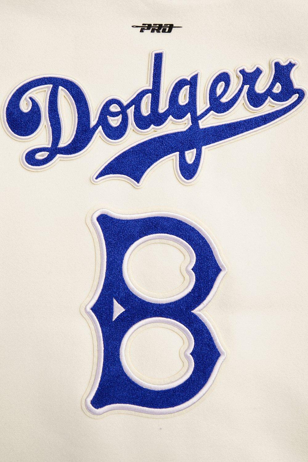 Pro Standard Women's MLB Brooklyn Dodgers Retro Classic Rib Wool Varsity Jacket - OFF-WHITE/BLUE Thumbnail View 6