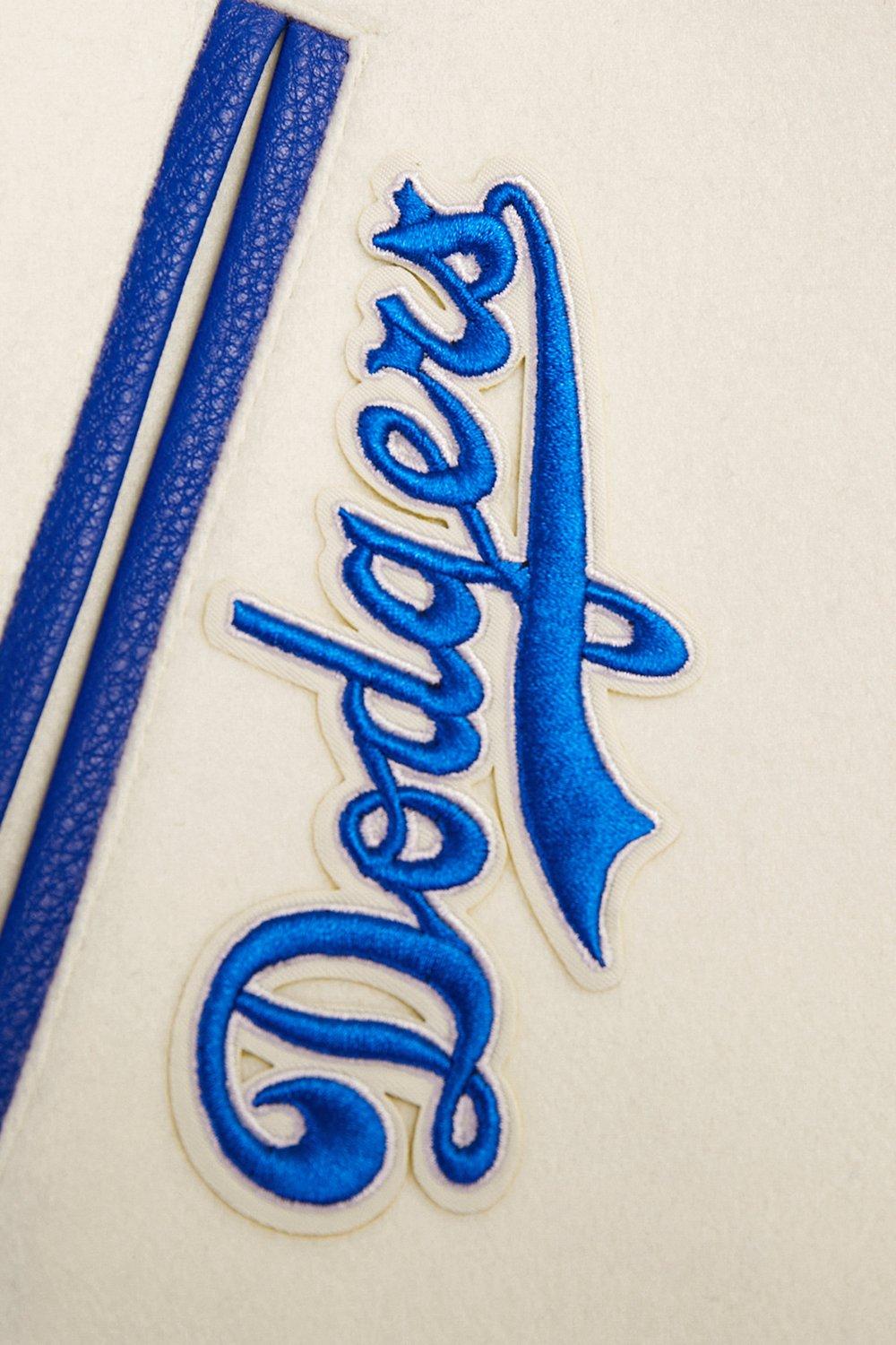 Pro Standard Women's MLB Brooklyn Dodgers Retro Classic Rib Wool Varsity Jacket - OFF-WHITE/BLUE Thumbnail View 8