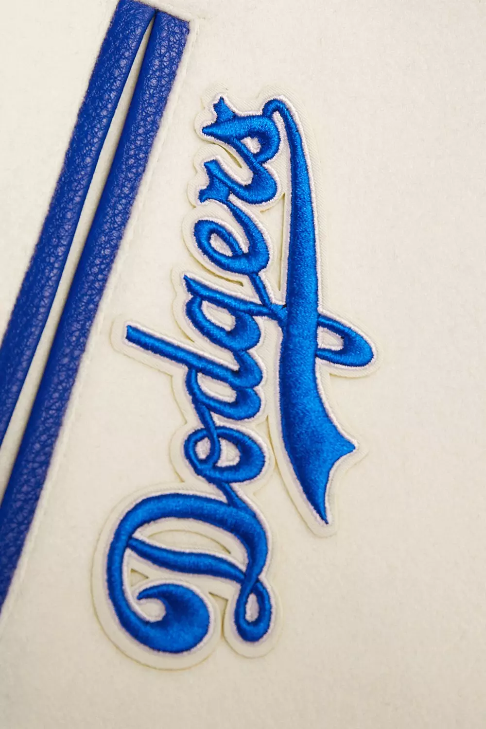 Pro Standard Women's MLB Brooklyn Dodgers Retro Classic Rib Wool Varsity Jacket - OFF-WHITE/BLUE