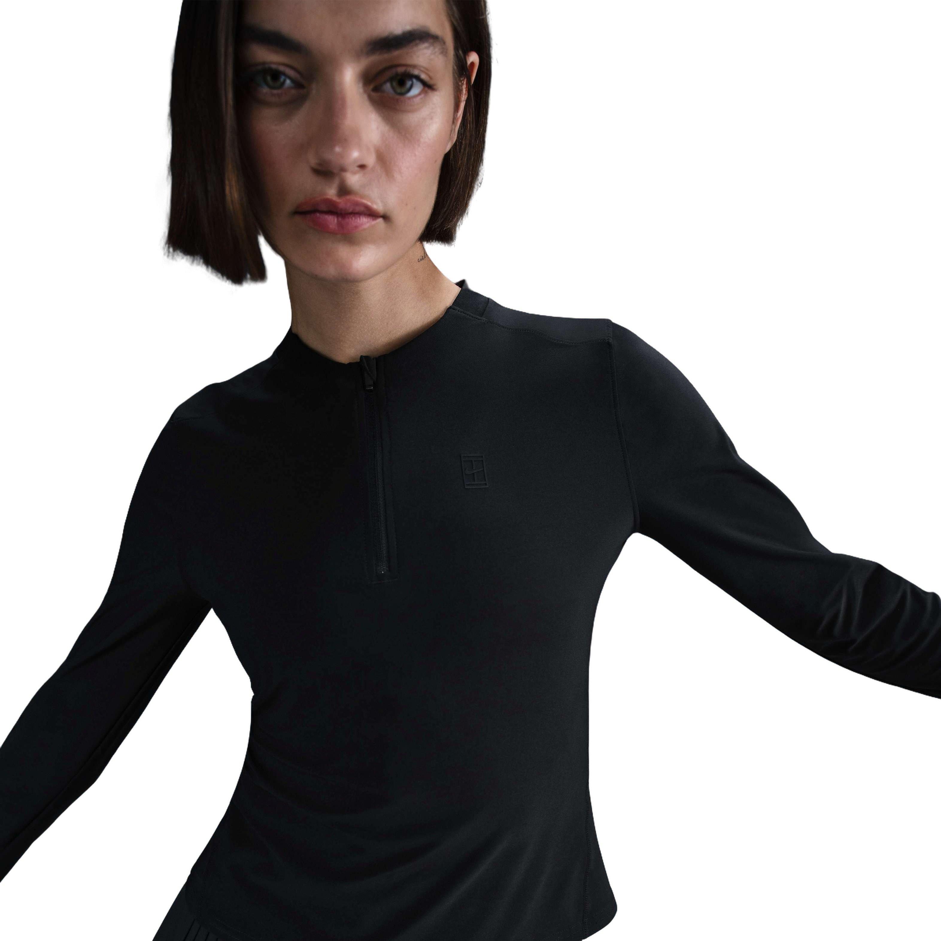 Nike Women's Court Dri-Fit Advantage Midlayer Top-Black - BLACK Thumbnail View 1