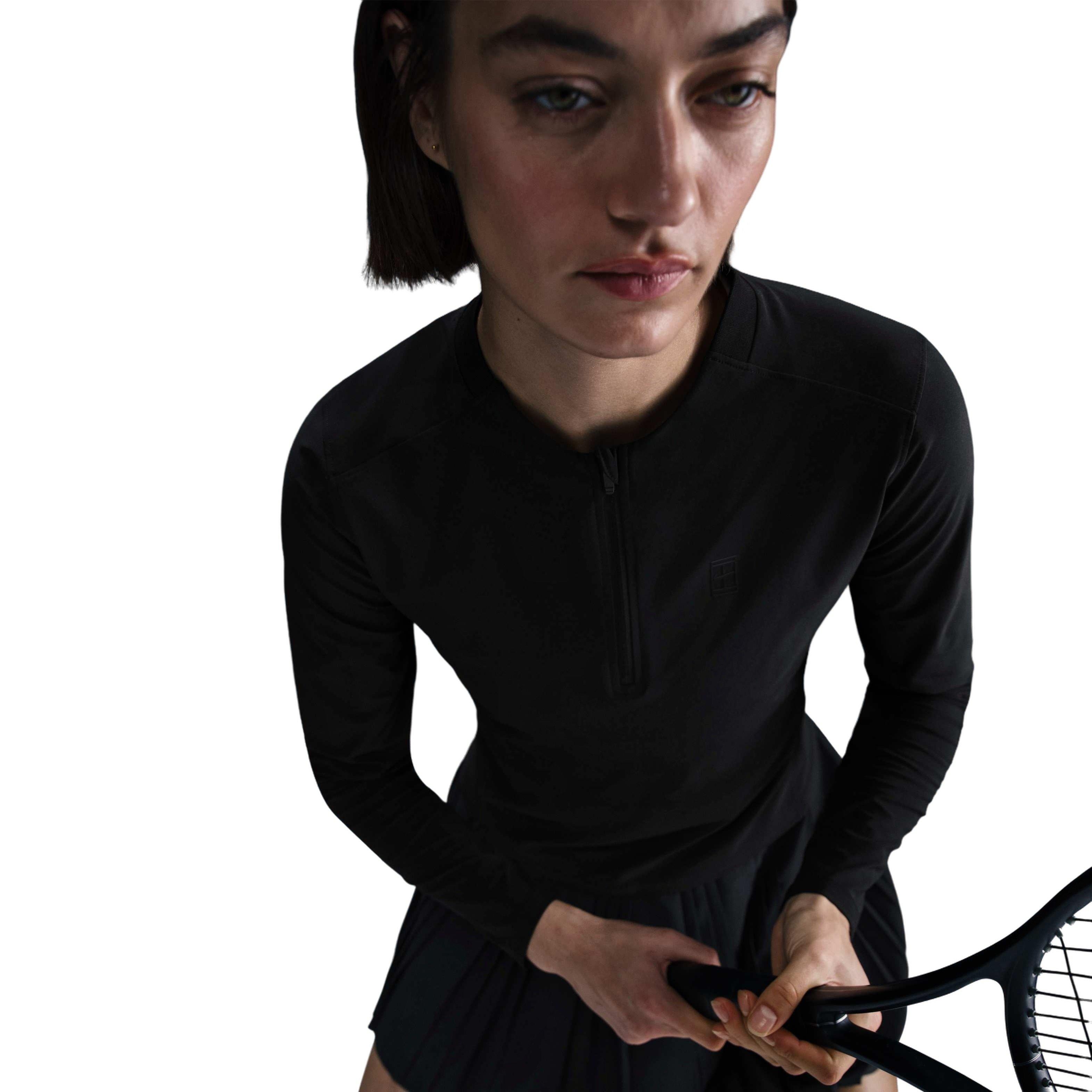 Nike Women's Court Dri-Fit Advantage Midlayer Top-Black - BLACK Thumbnail View 3