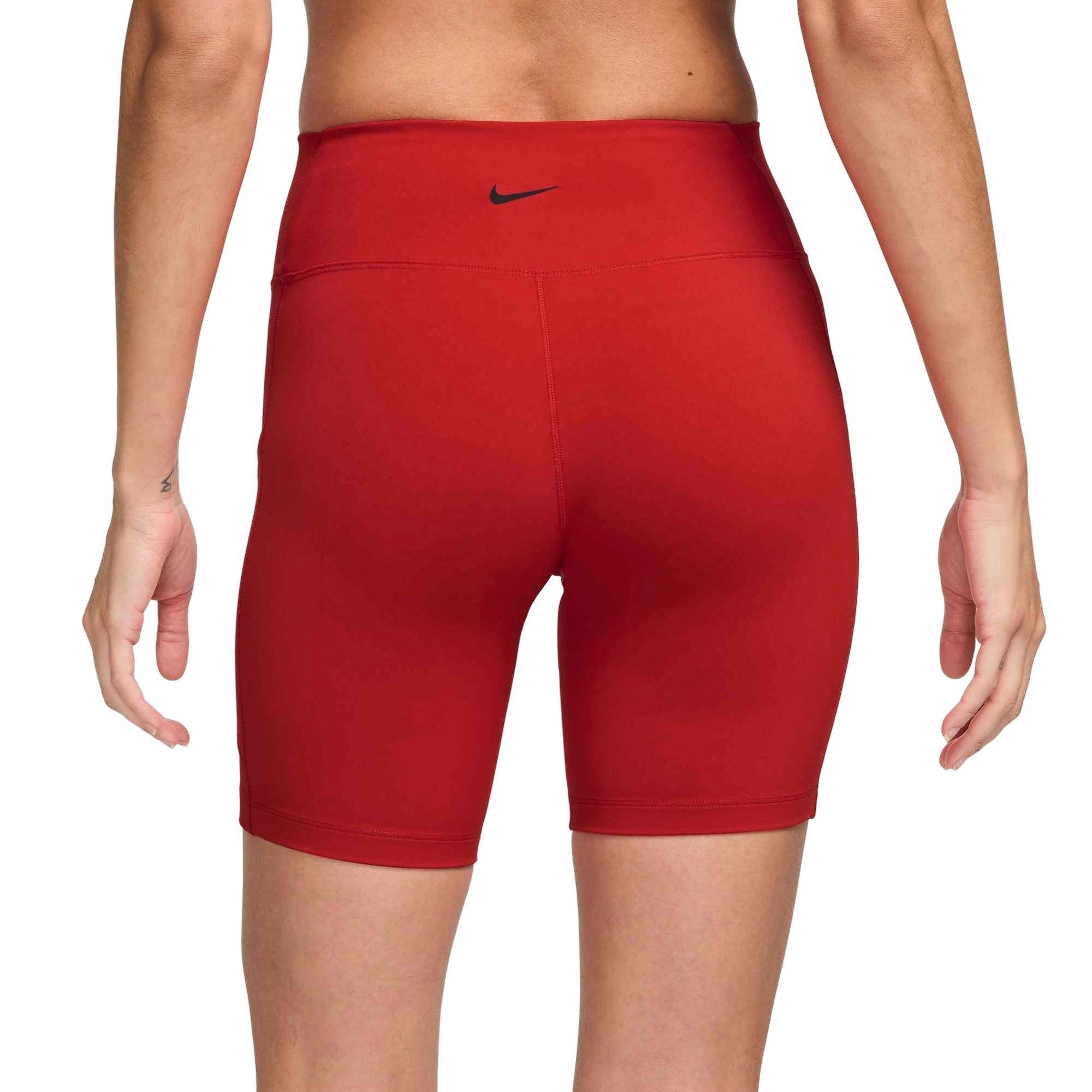 Nike Women's One High-Waisted 8" Biker Shorts with Pockets - Red - RED Thumbnail View 2
