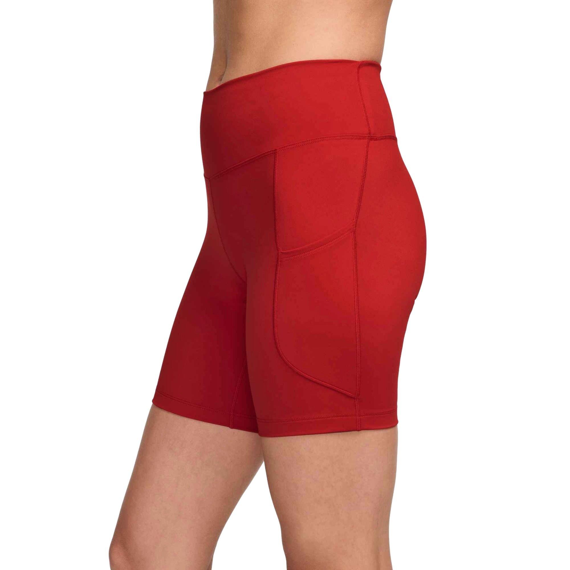 Nike Women's One High-Waisted 8" Biker Shorts with Pockets - Red - RED Thumbnail View 3