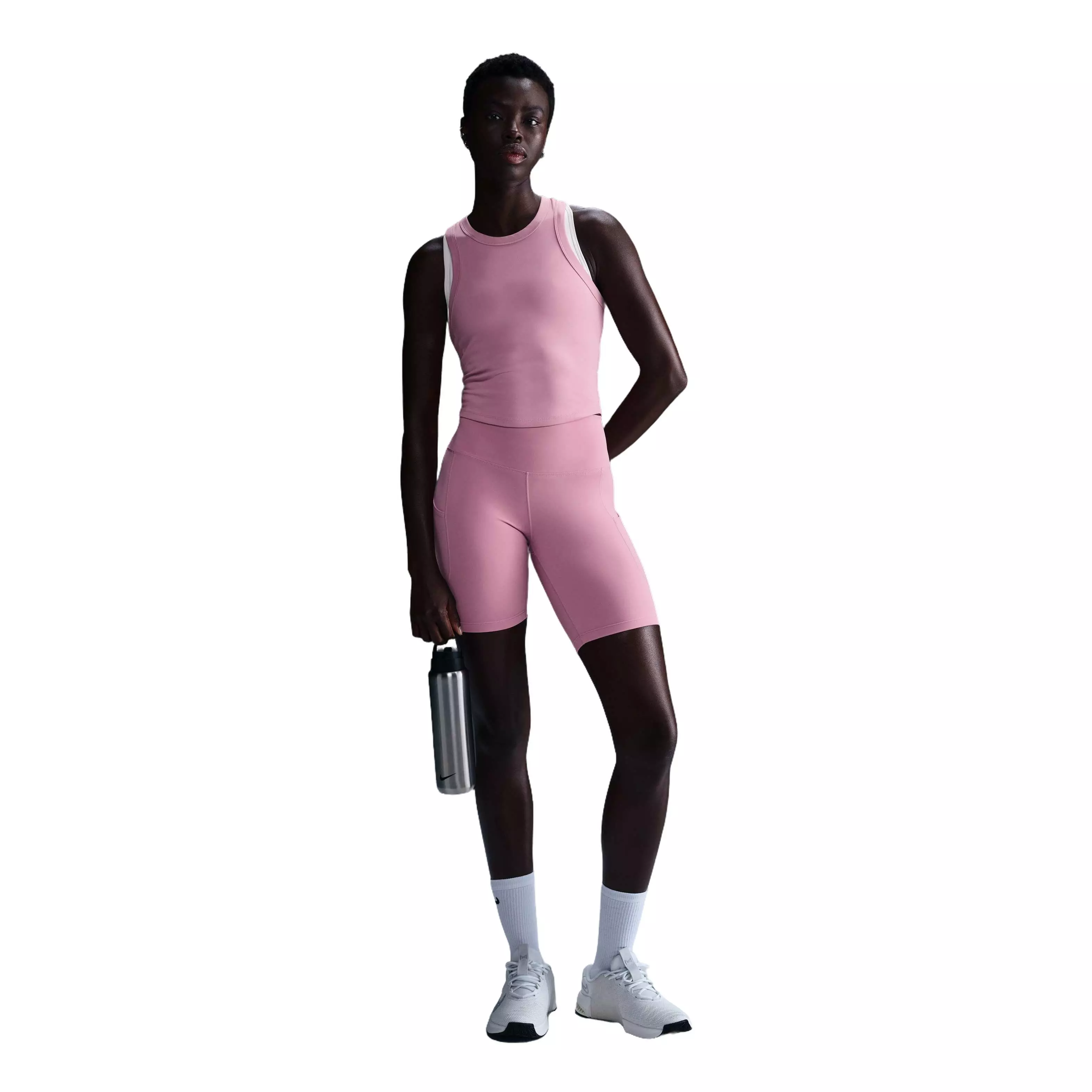 Nike Women's One High-Waisted 8" Biker Shorts with Pockets - Pink - PINK