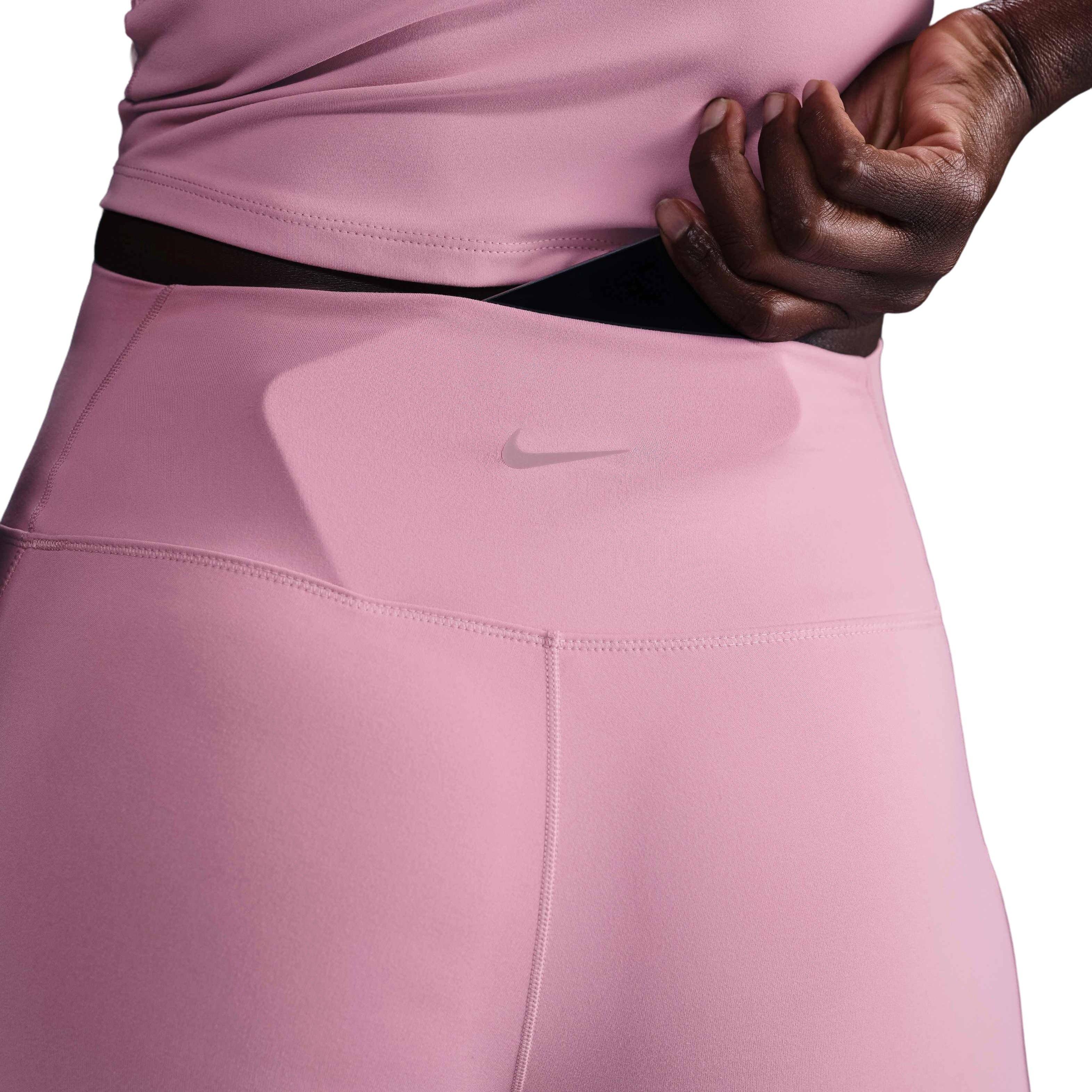 Nike One Women's Pink High-Waisted 8" Biker Shorts with Pockets