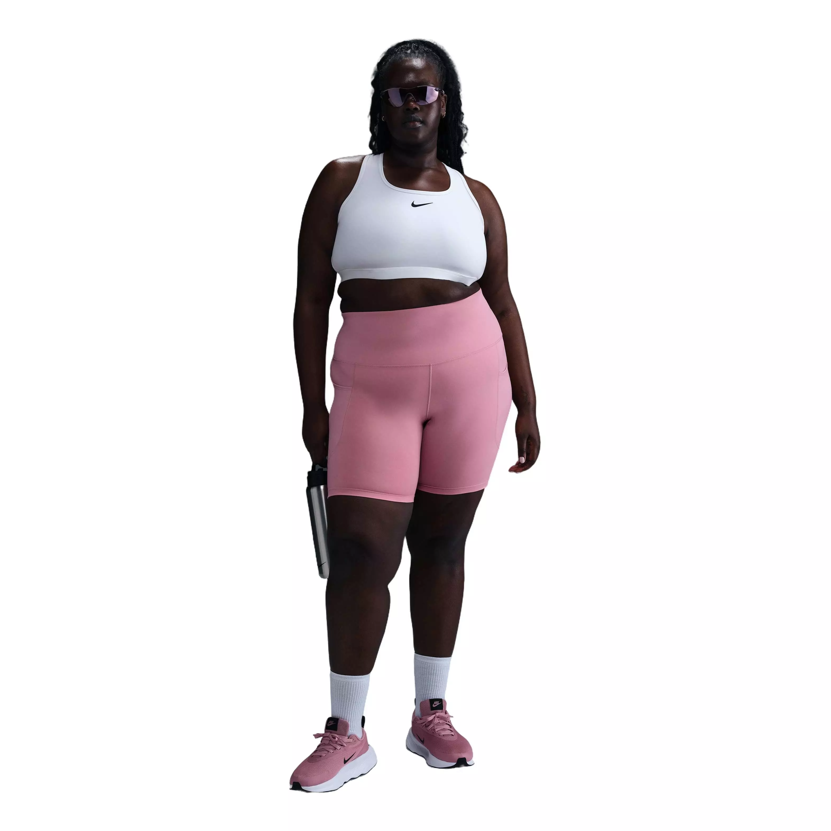 Nike Women's One 8" High-Waisted Biker Shorts with Pockets - Pink - PINK