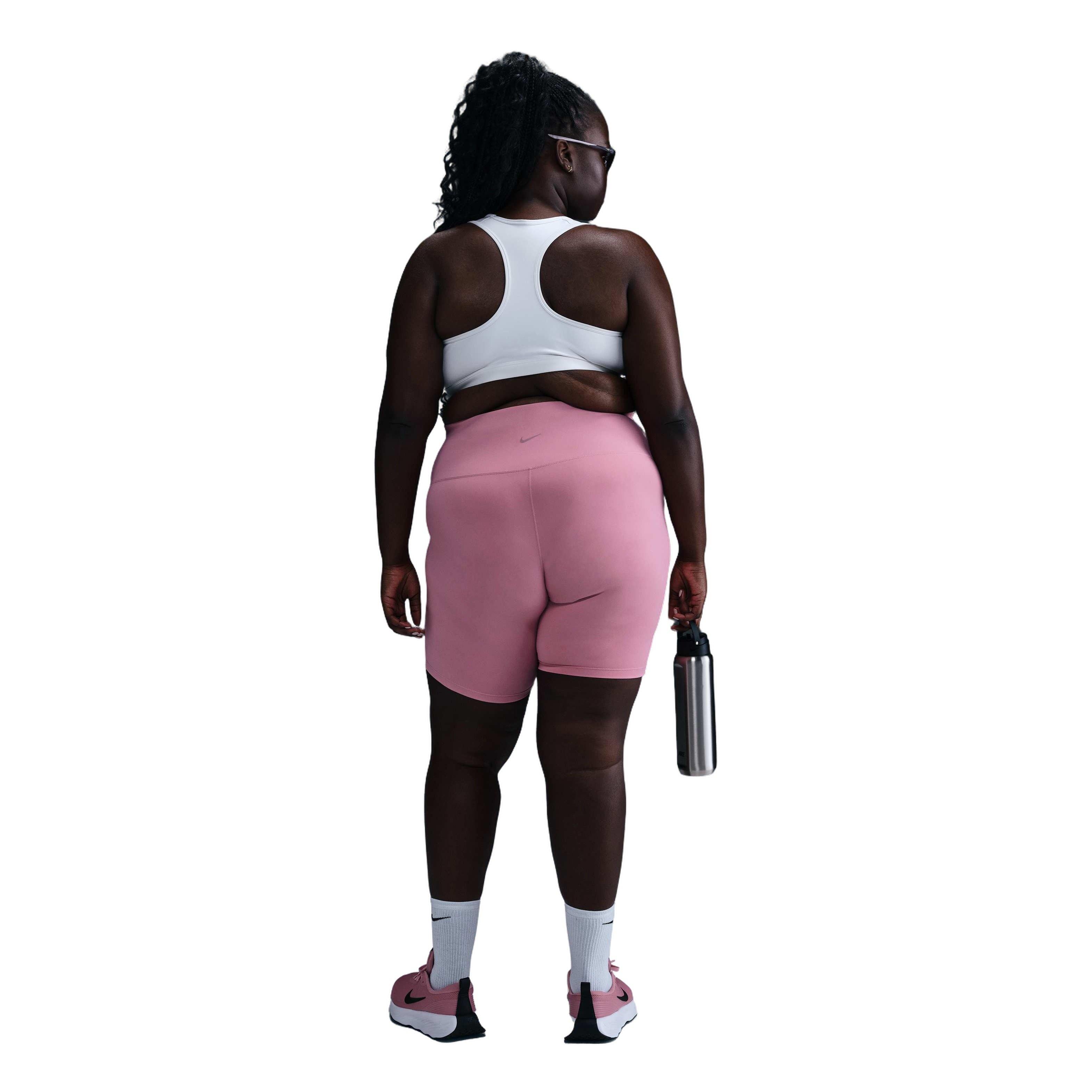 Nike One Women's Pink 8" High-Waisted Biker Shorts with Pockets