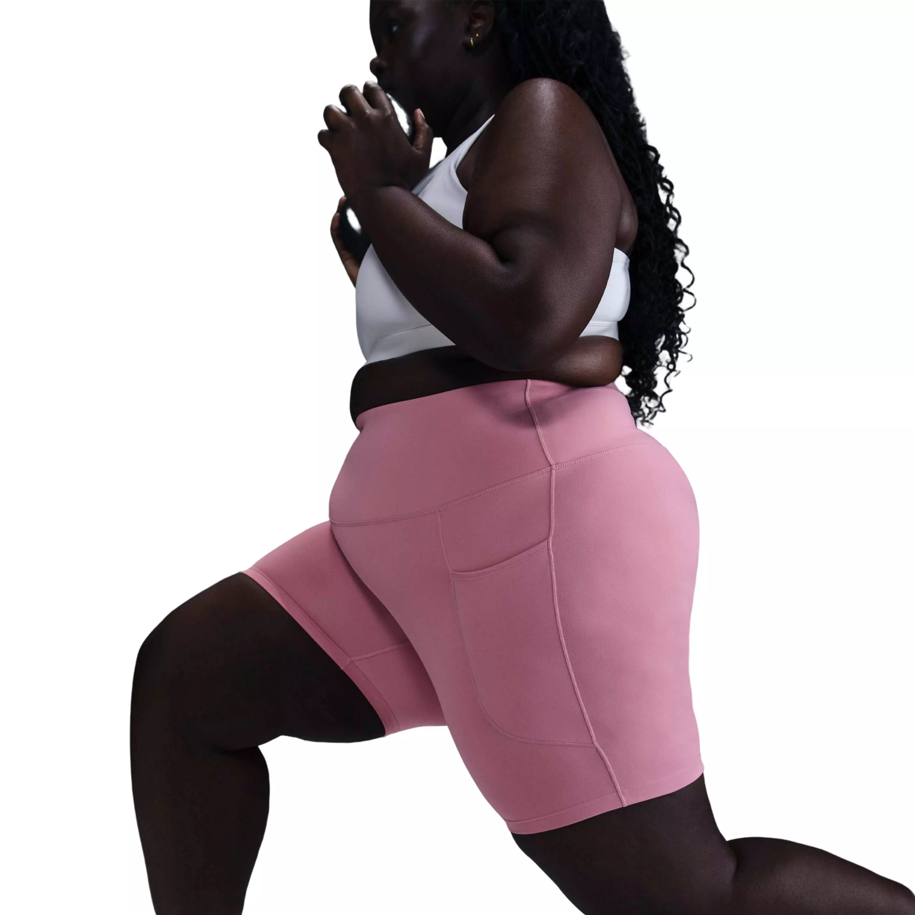 Nike Women's One 8" High-Waisted Biker Shorts with Pockets - Pink - PINK