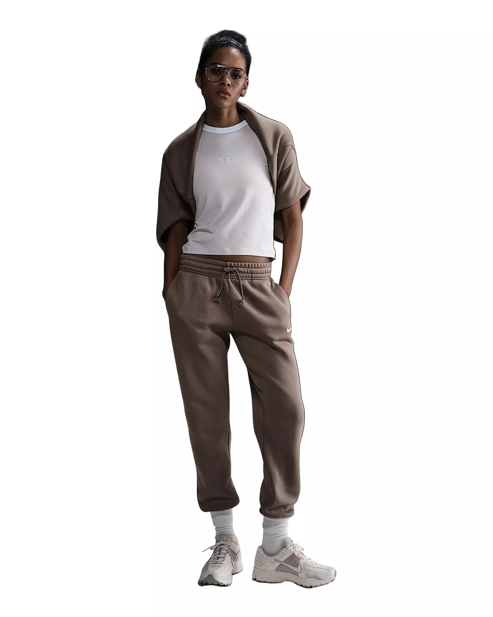 Nike Women's Sportswear Phoenix Fleece Mid-Rise Sweatpants - Brown - BROWN