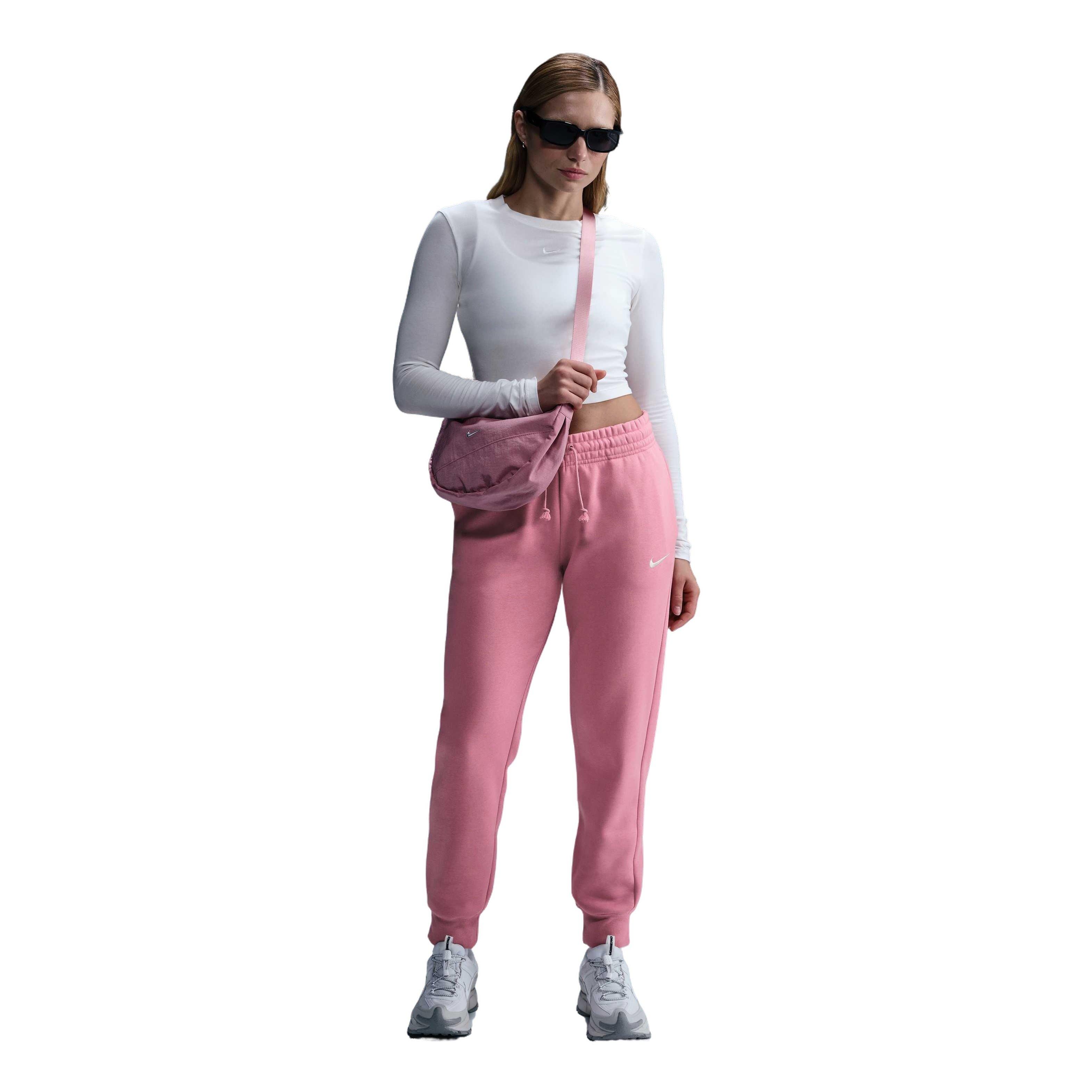Nike Women's Sportswear Phoenix Fleece Mid-Rise Sweatpants - Pink - PINK Thumbnail View 3