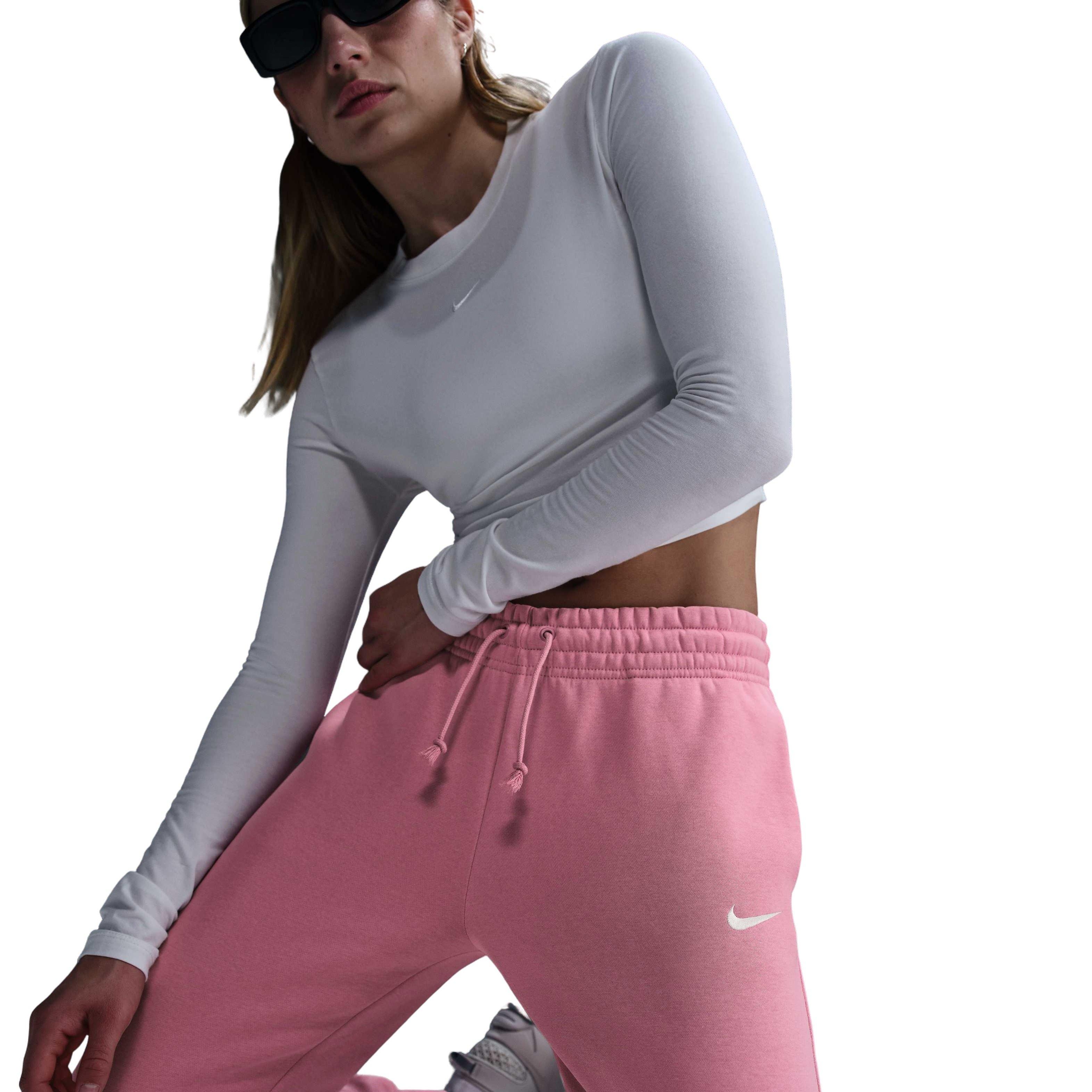 Nike Women's Sportswear Phoenix Fleece Mid-Rise Sweatpants - Pink - PINK Thumbnail View 5