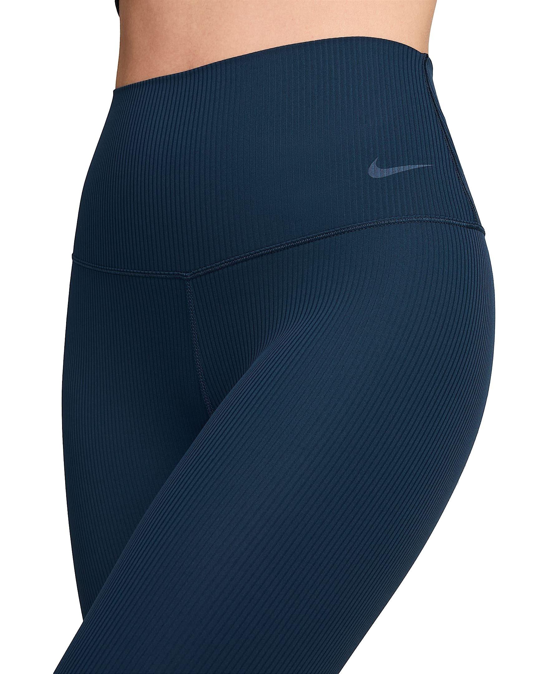 Nike Zenvy Rib 7/8 High-Waisted Leggings - Blue | Hibbett