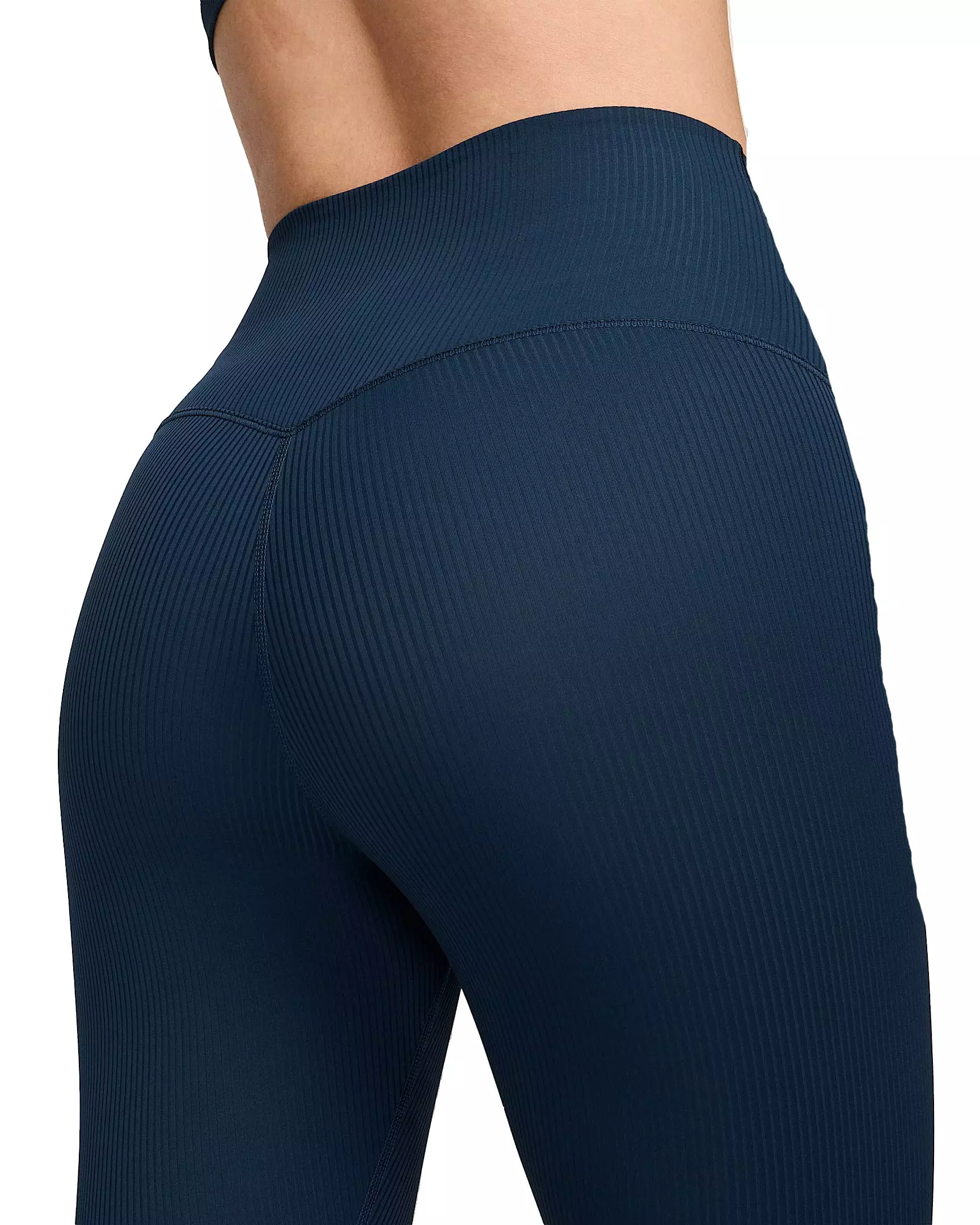 Nike Women's Zenvy Rib Gentle-Support High-Waisted 7/8 Leggings - Blue - BLUE