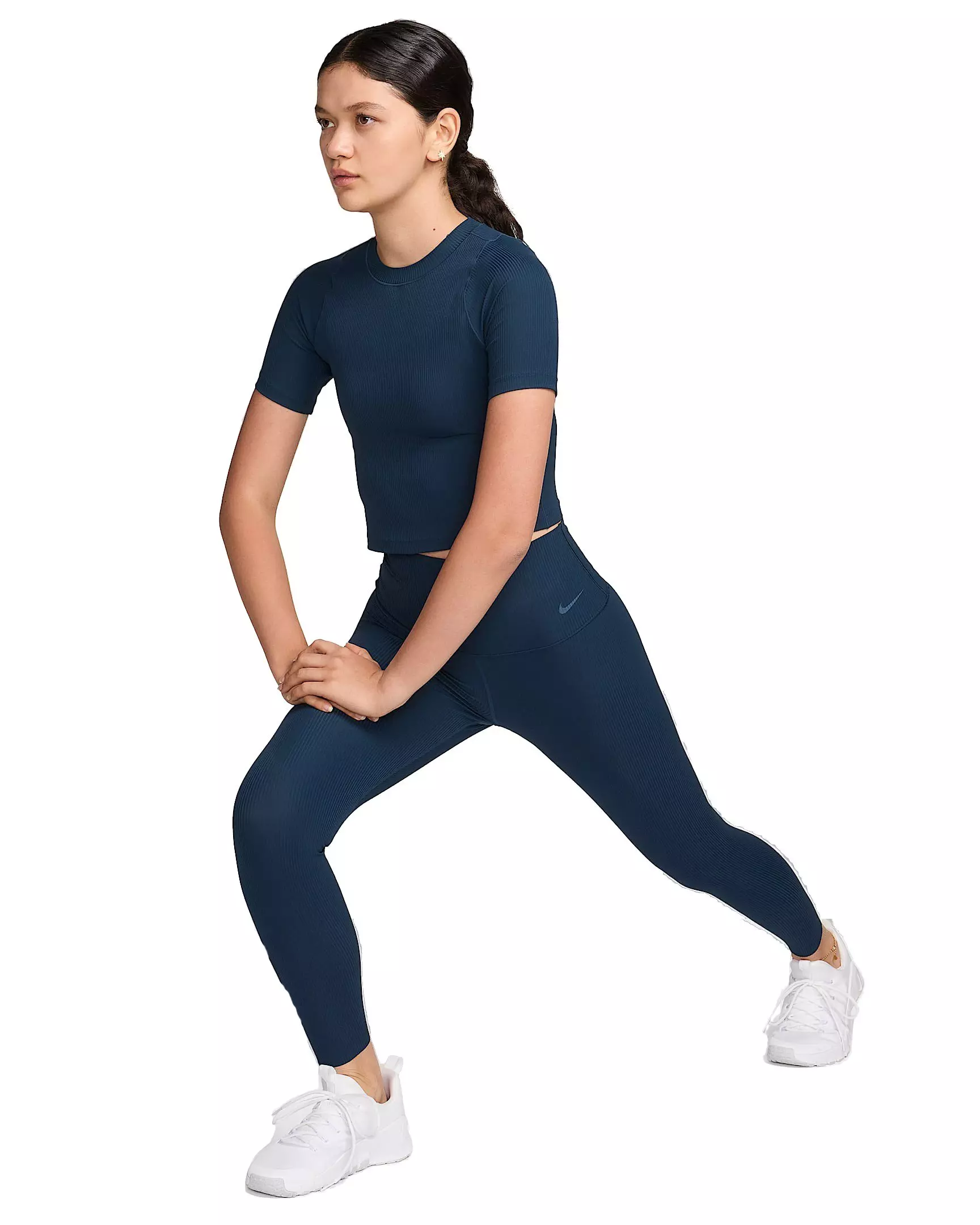 Nike Women's Zenvy Rib Gentle-Support High-Waisted 7/8 Leggings - Blue - BLUE