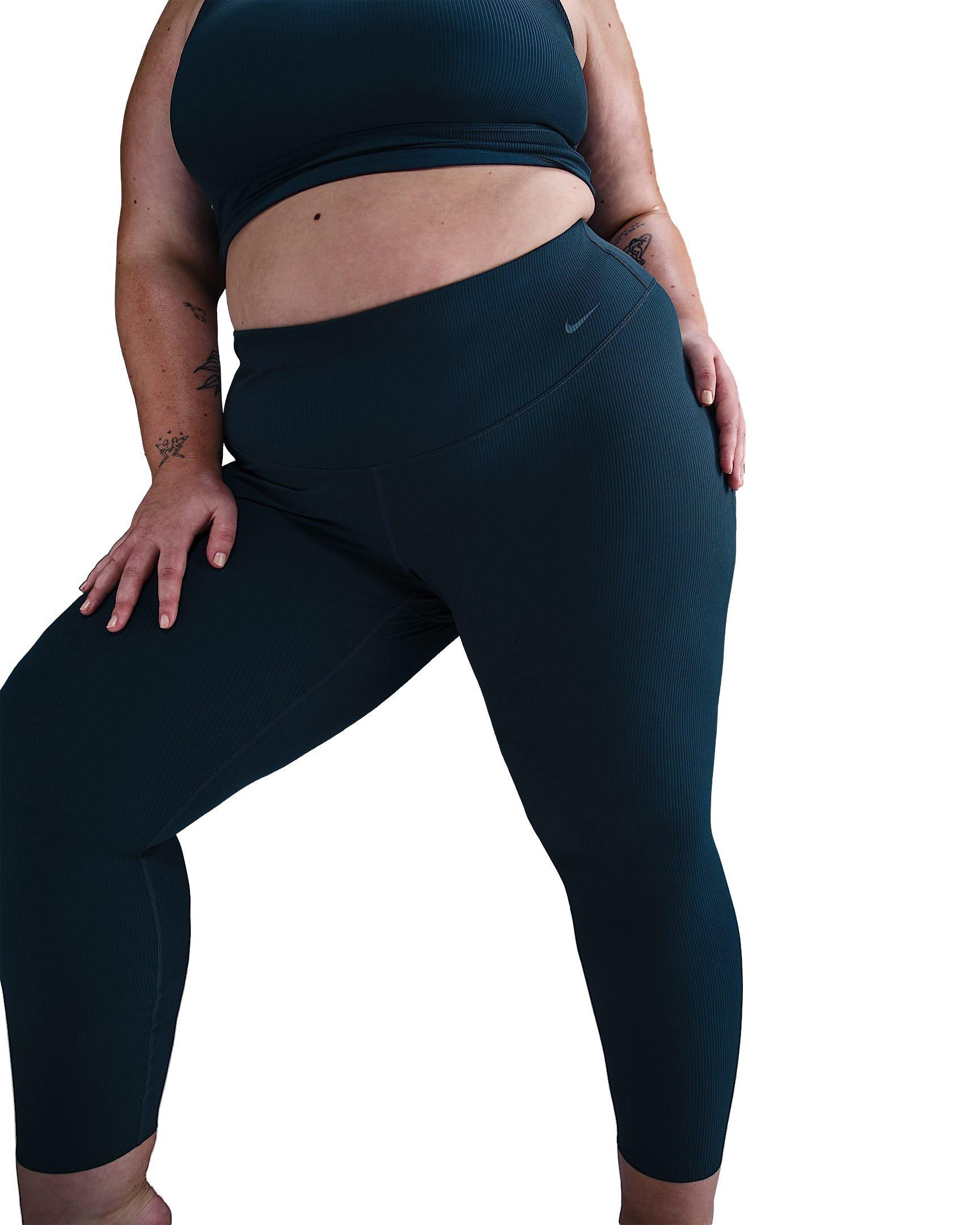 Nike Women's Zenvy Rib High-Waisted Gentle-Support 7/8 Leggings - Blue - BLUE Thumbnail View 3