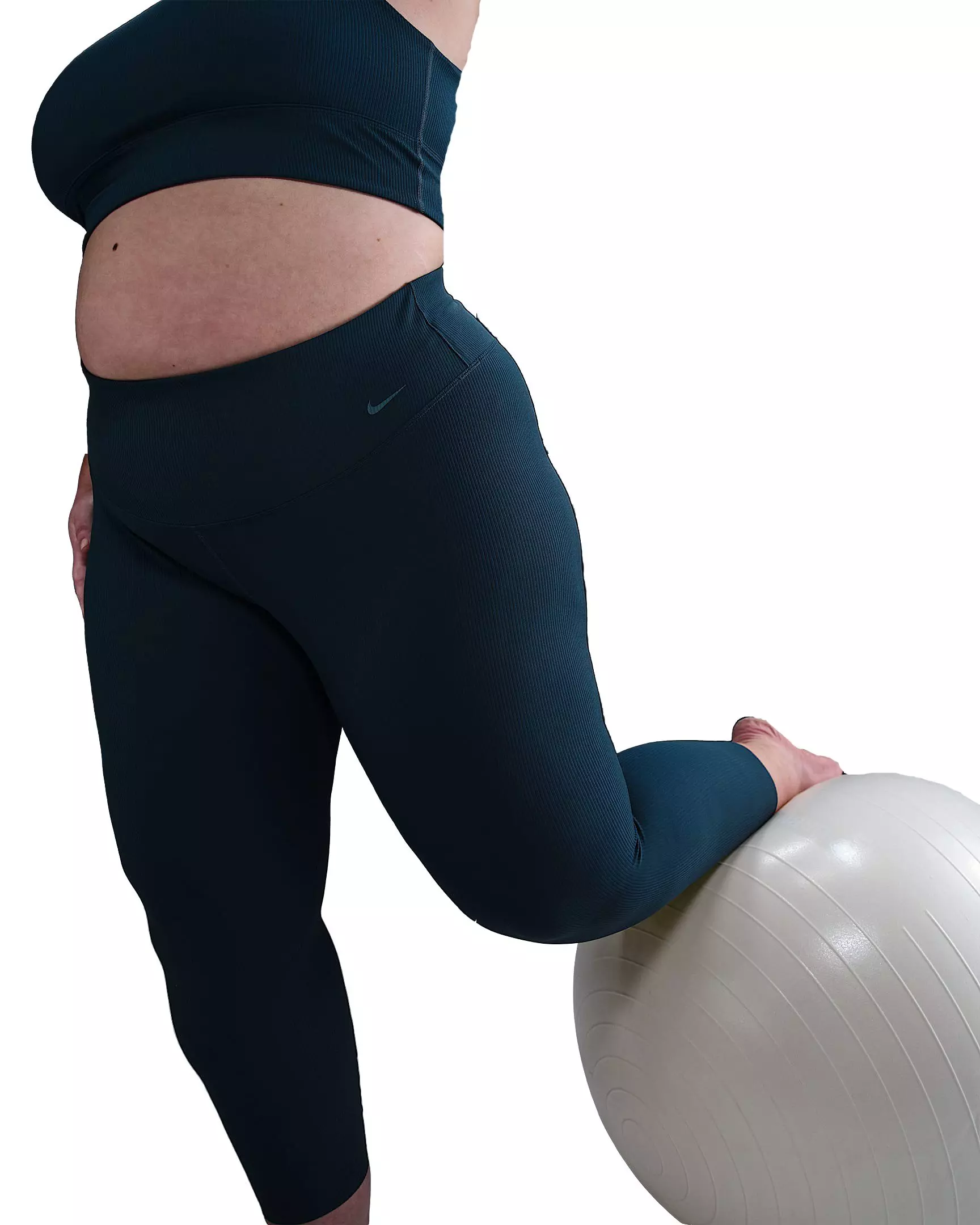 Nike Women's Zenvy Rib High-Waisted Gentle-Support 7/8 Leggings - Blue - BLUE