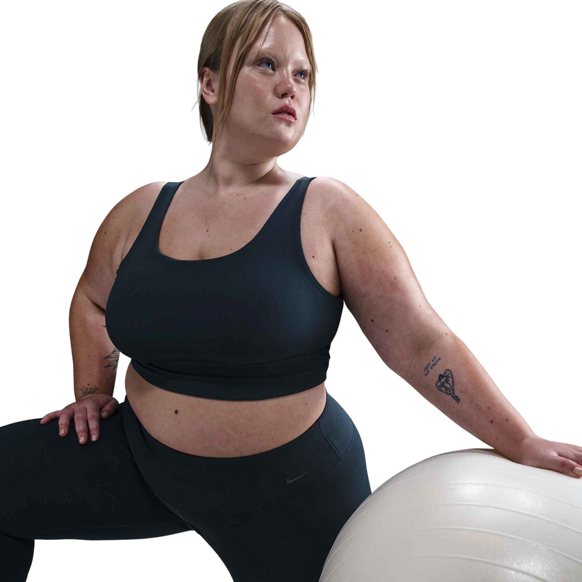 Nike Women's Zenvy Rib Light-Support Padded Longline Sports Bra - Navy - NAVY Thumbnail View 1