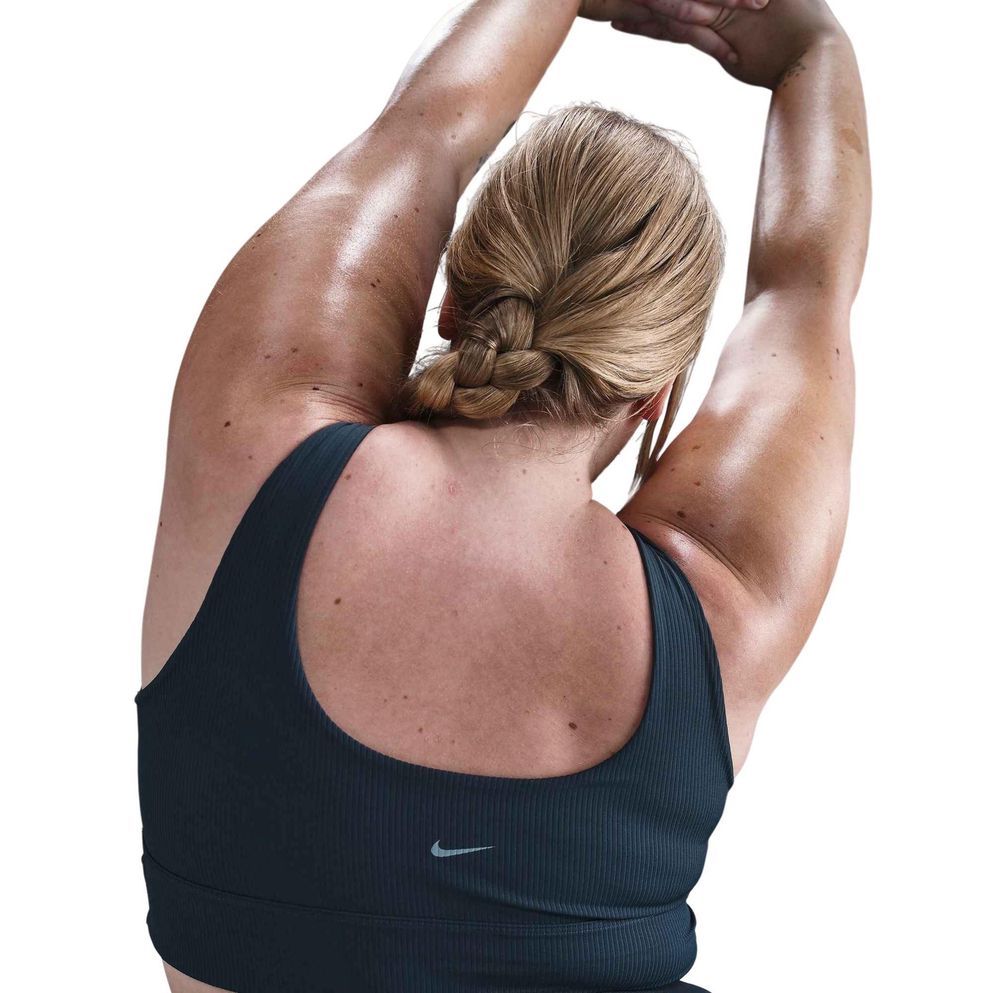 Nike Women's Zenvy Rib Light-Support Padded Longline Sports Bra - Navy - NAVY Thumbnail View 2