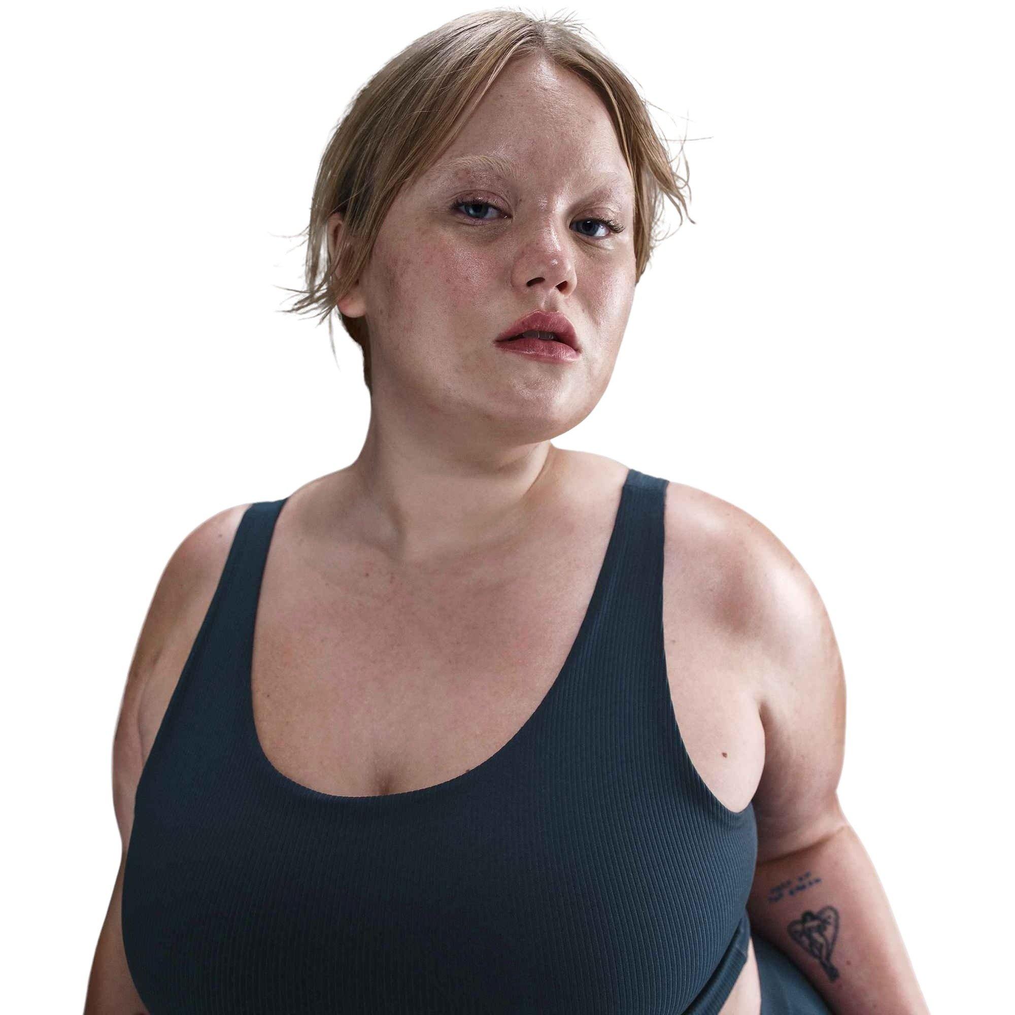 Nike Women's Zenvy Rib Light-Support Padded Longline Sports Bra - Navy - NAVY Thumbnail View 3