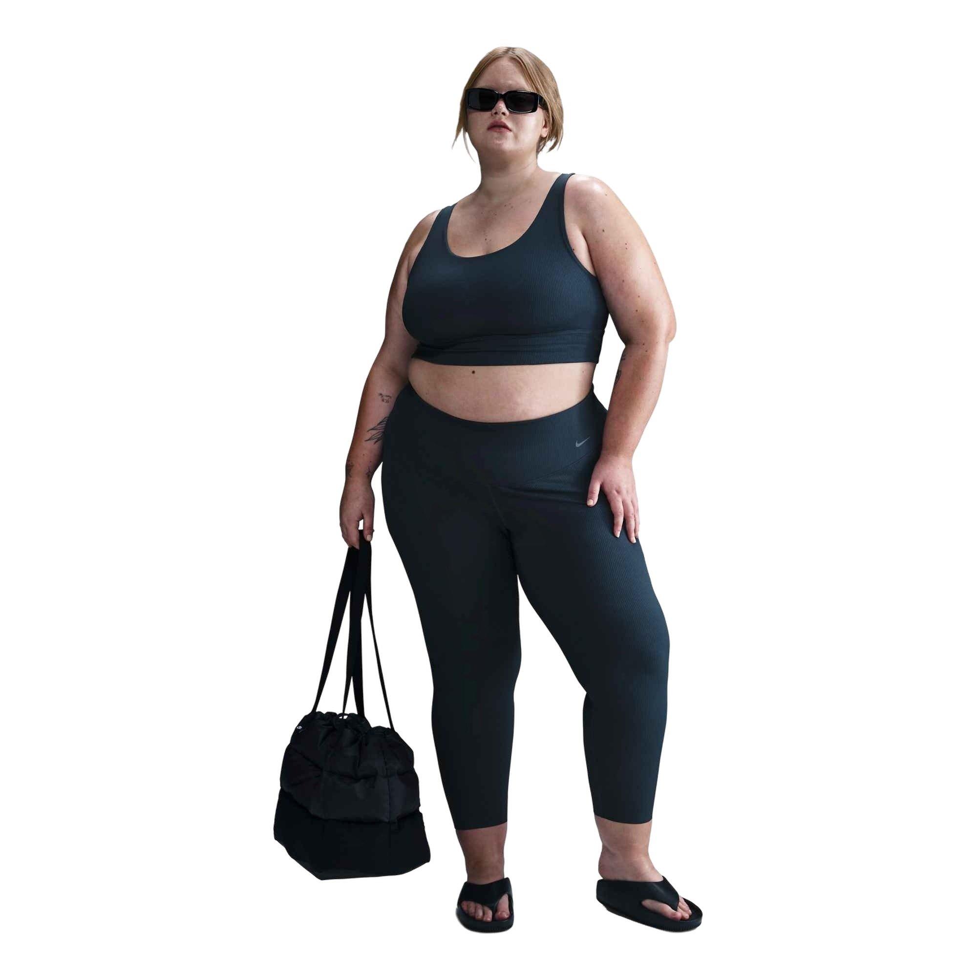 Nike Women's Zenvy Rib Light-Support Padded Longline Sports Bra - Navy - NAVY Thumbnail View 4