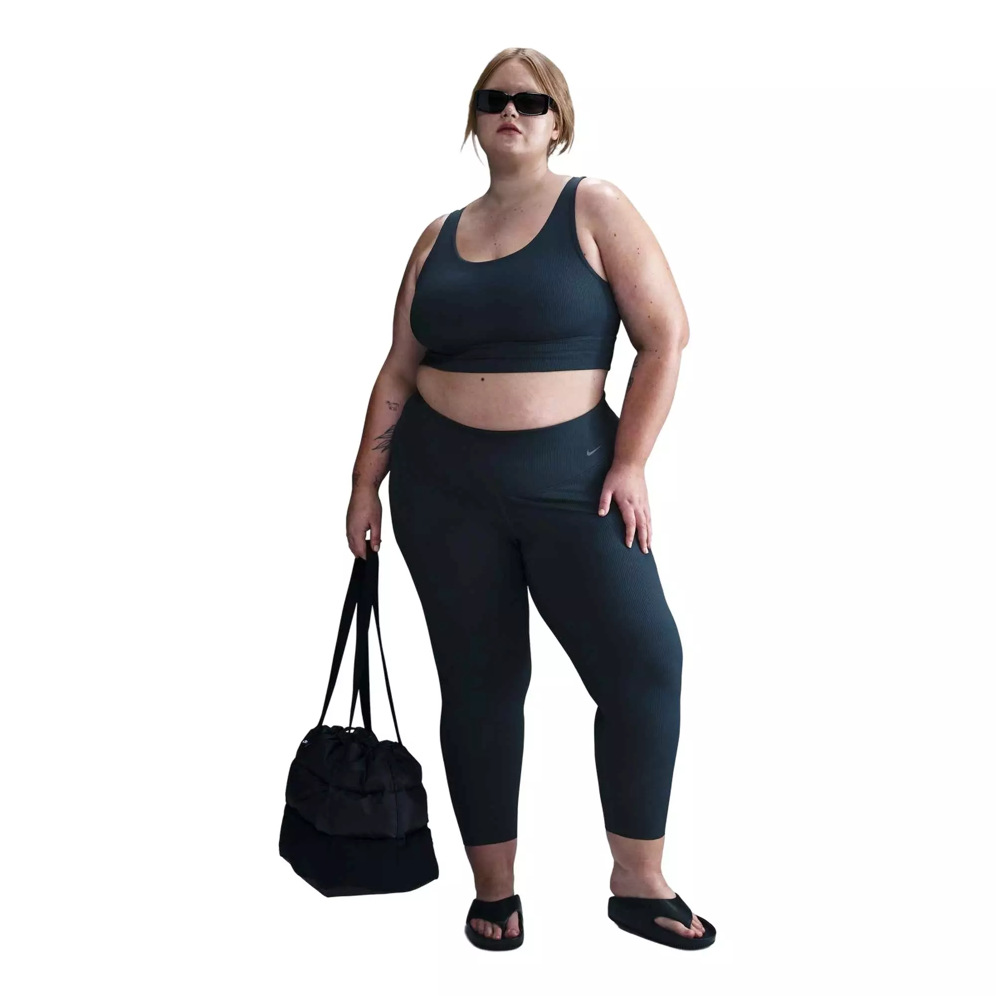 Nike Women's Zenvy Rib Light-Support Padded Longline Sports Bra - Navy - NAVY