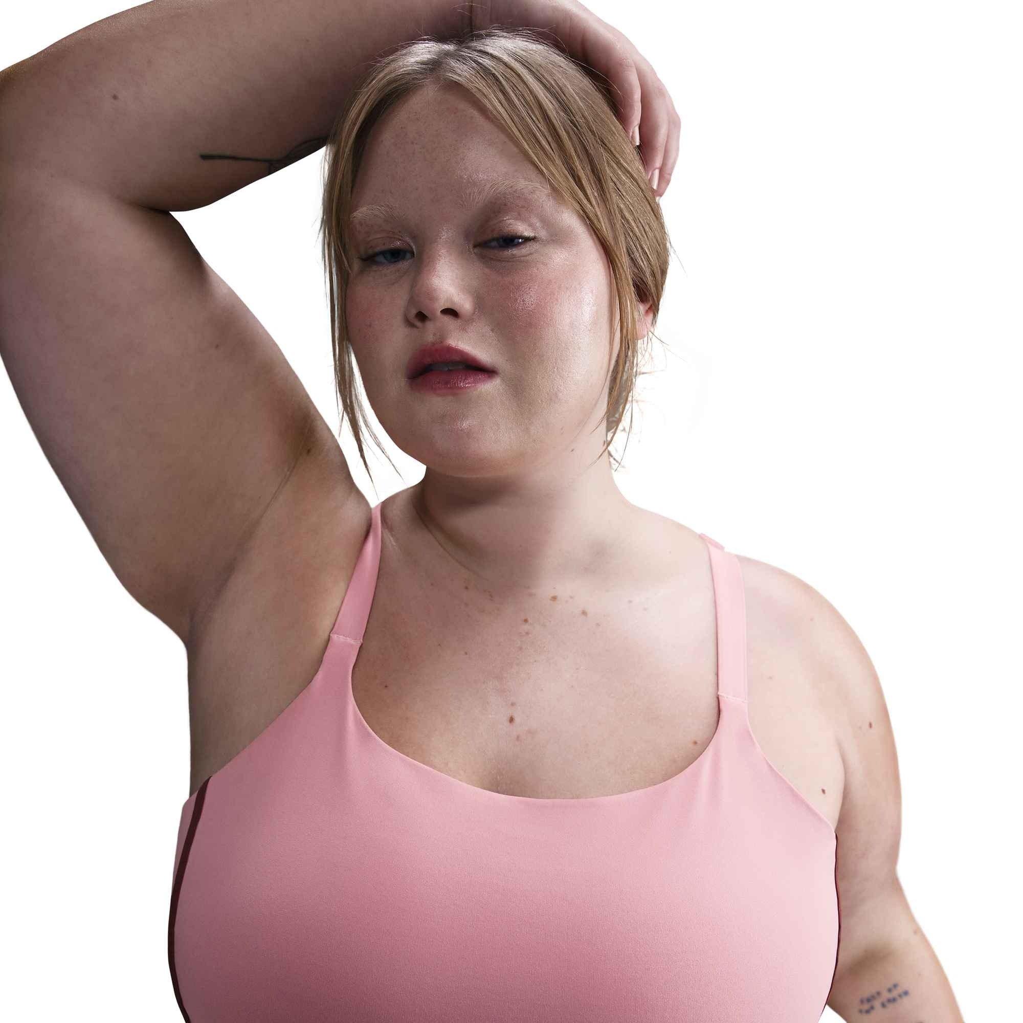 Nike Women's One Light-Support Lightly Lined Sports Bra-Pink - PINK Thumbnail View 3