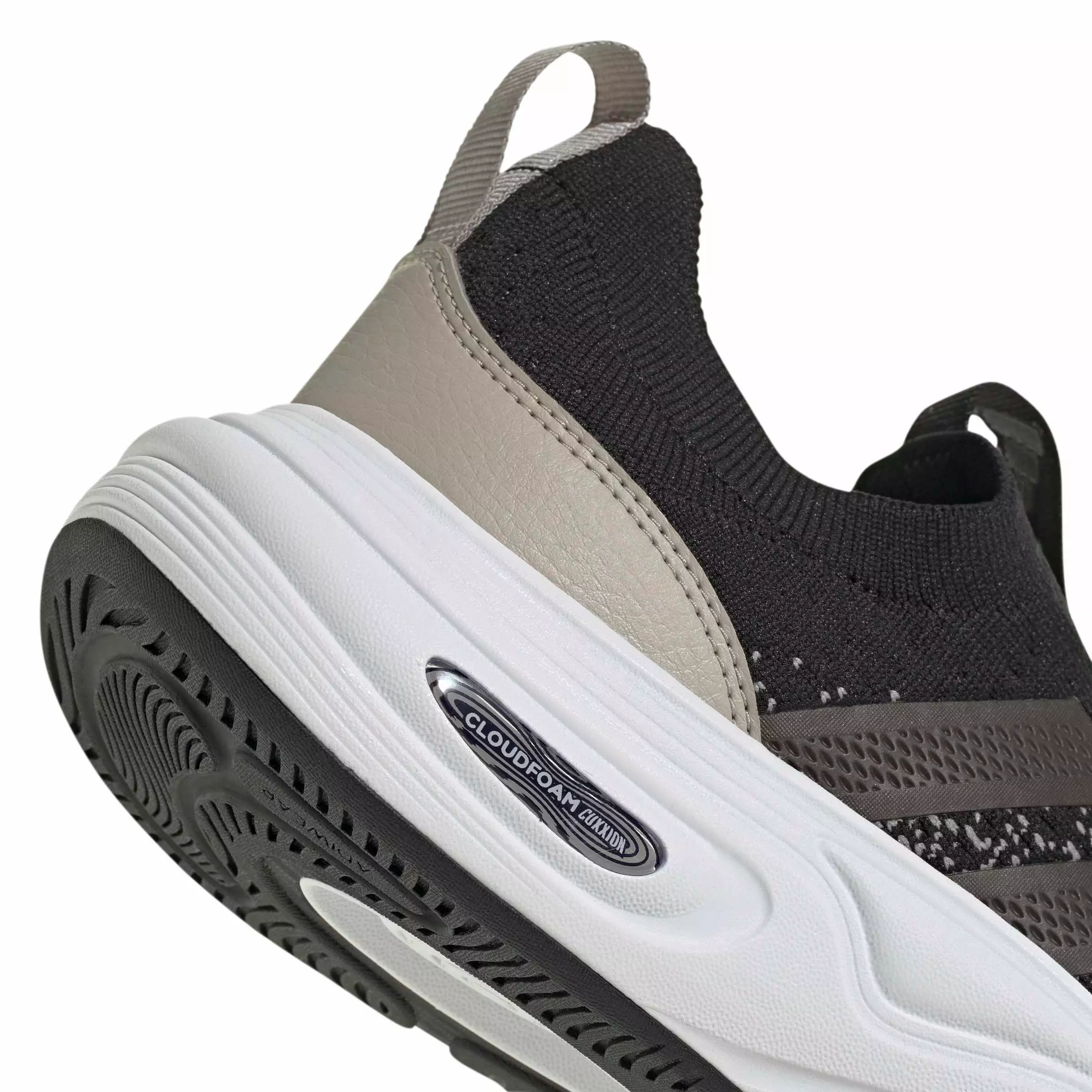 adidas Cloudfoam Cuxxion Sock "Core Black/Trace Grey Metallic/Light Brown" Women's Shoe - BLACK/GREY/LT BROWN
