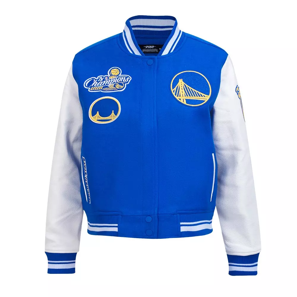 Pro Standard Women's NBA Golden State Warriors Retro Classic Rib Wool Varsity Jacket - BLUE/WHITE