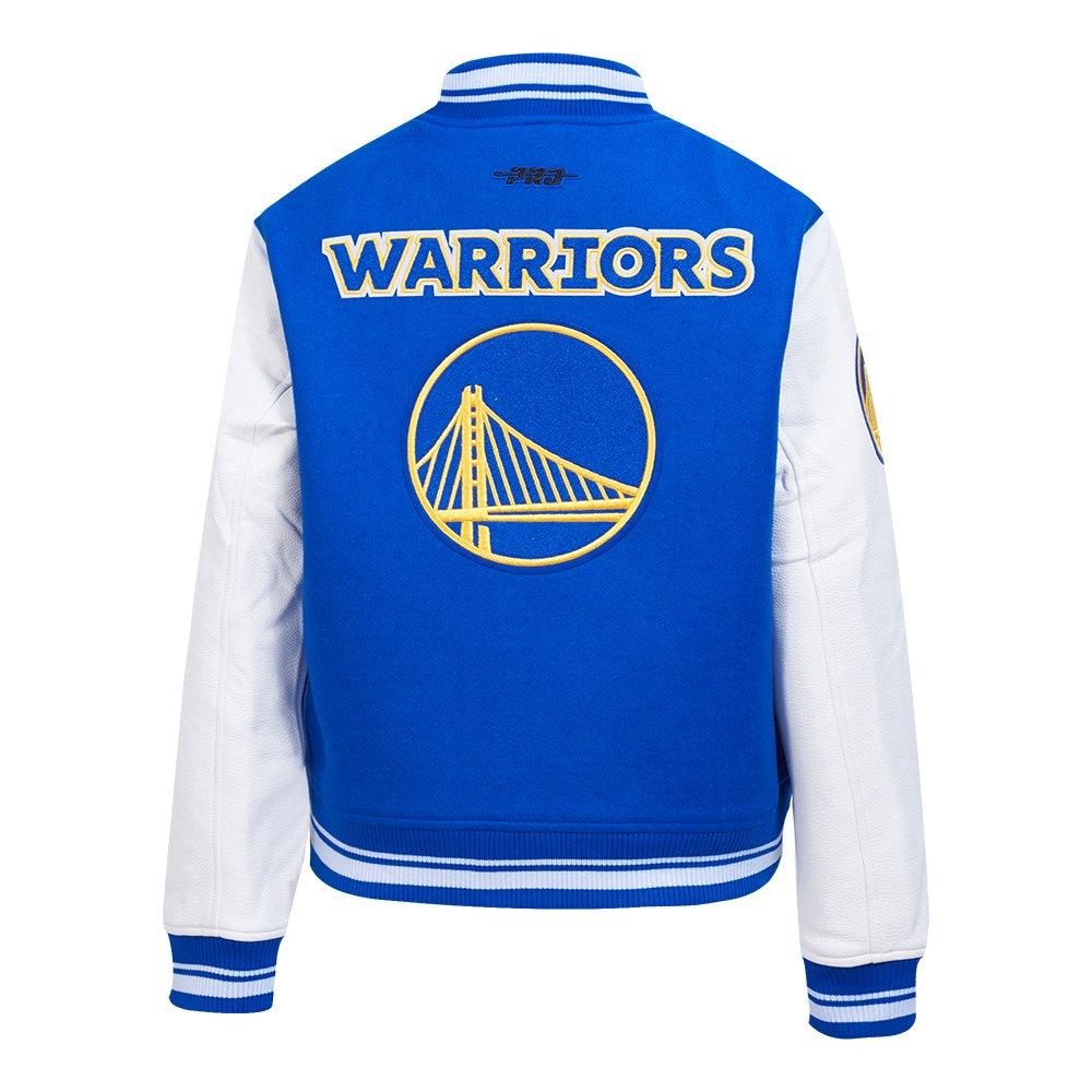 Pro Standard Women's NBA Golden State Warriors Retro Classic Rib Wool Varsity Jacket - BLUE/WHITE Thumbnail View 2