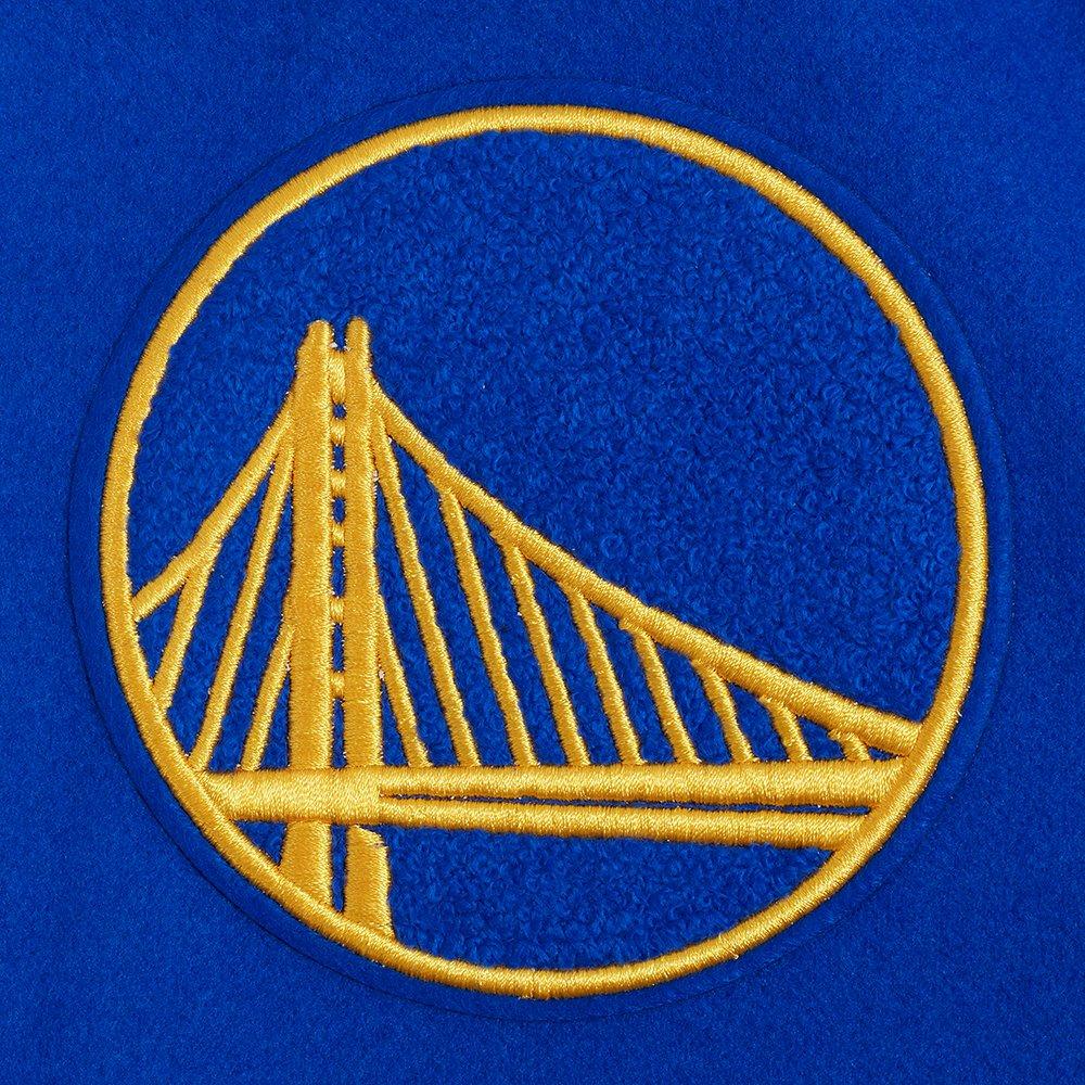 Pro Standard Women's NBA Golden State Warriors Retro Classic Rib Wool Varsity Jacket - BLUE/WHITE Thumbnail View 5