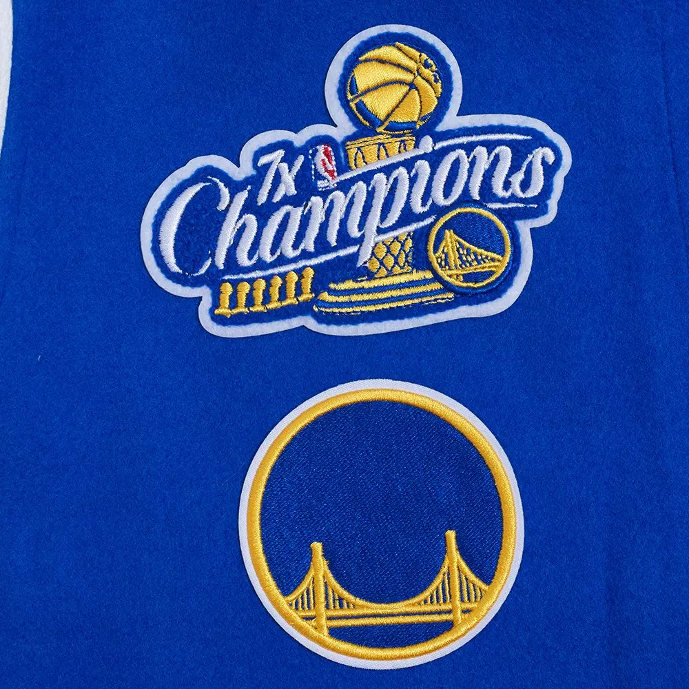 Pro Standard Women's NBA Golden State Warriors Retro Classic Rib Wool Varsity Jacket - BLUE/WHITE