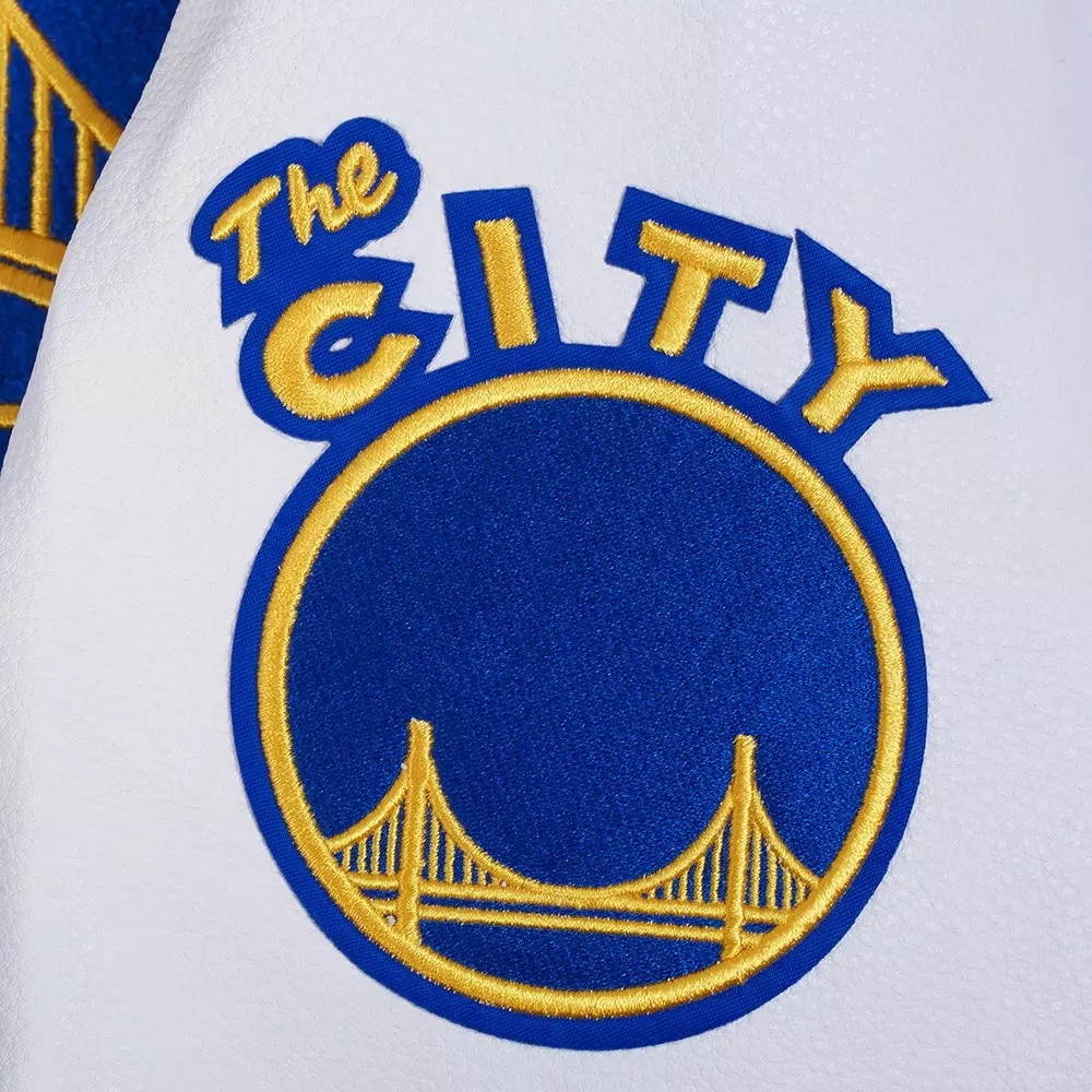 Pro Standard Women's NBA Golden State Warriors Retro Classic Rib Wool Varsity Jacket - BLUE/WHITE