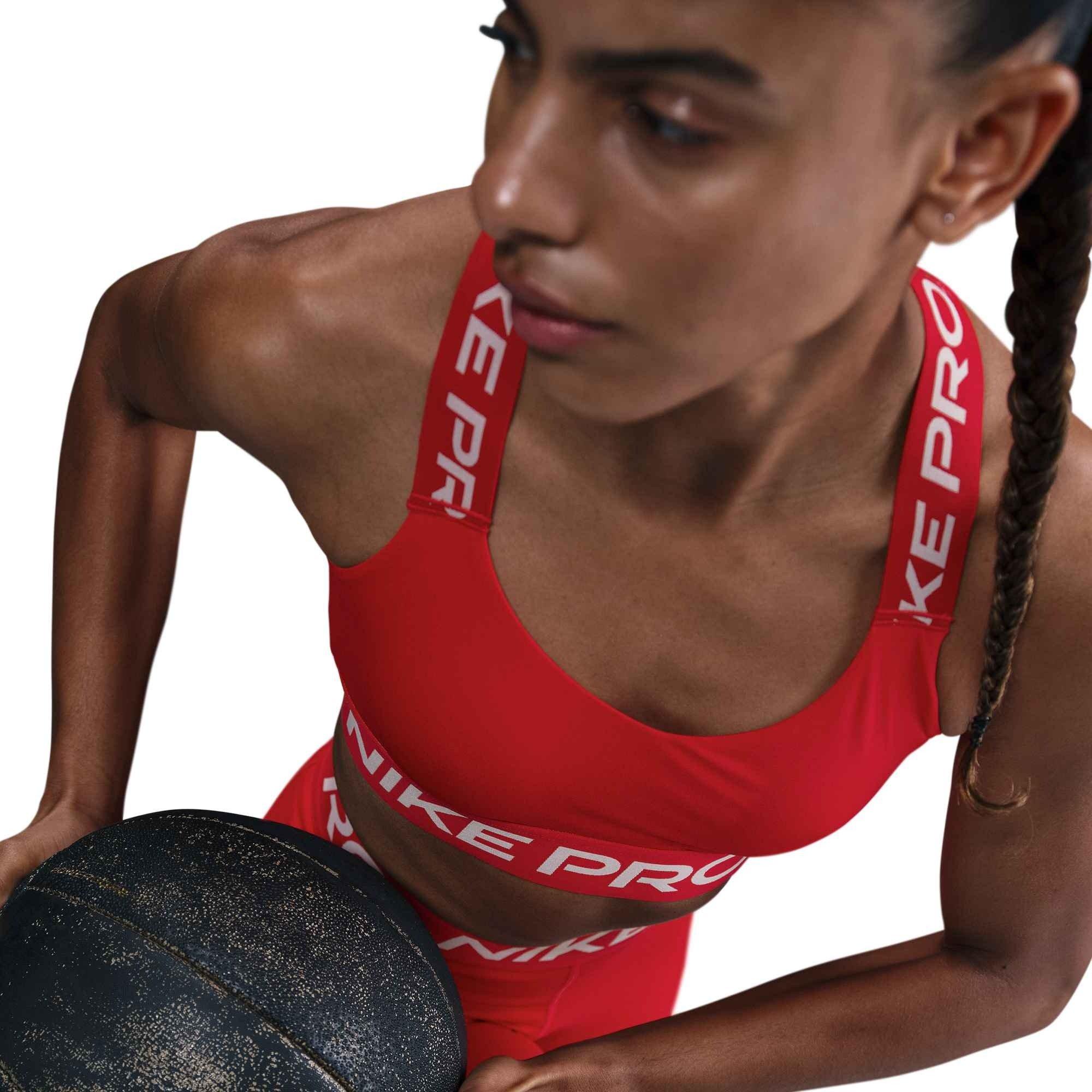 Nike Women's Pro Light-Support Sports Bra-Red - RED Thumbnail View 3