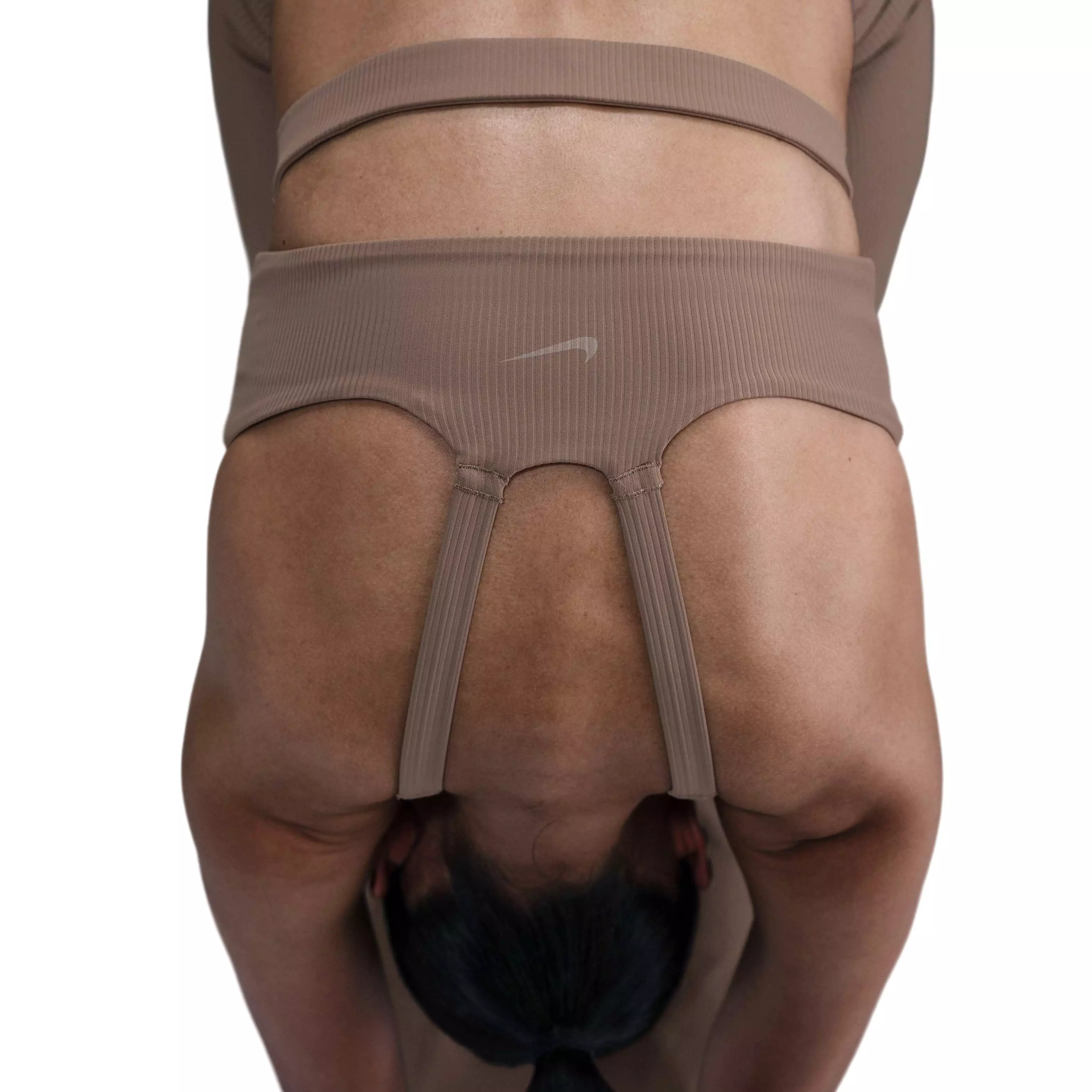 Nike Women's Zenvy Rib Light-Support Padded Longline Sports Bra-Brown - BROWN