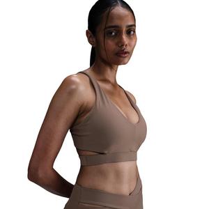 Nike Women's Zenvy Rib Light-Support Padded Longline Sports Bra-Brown