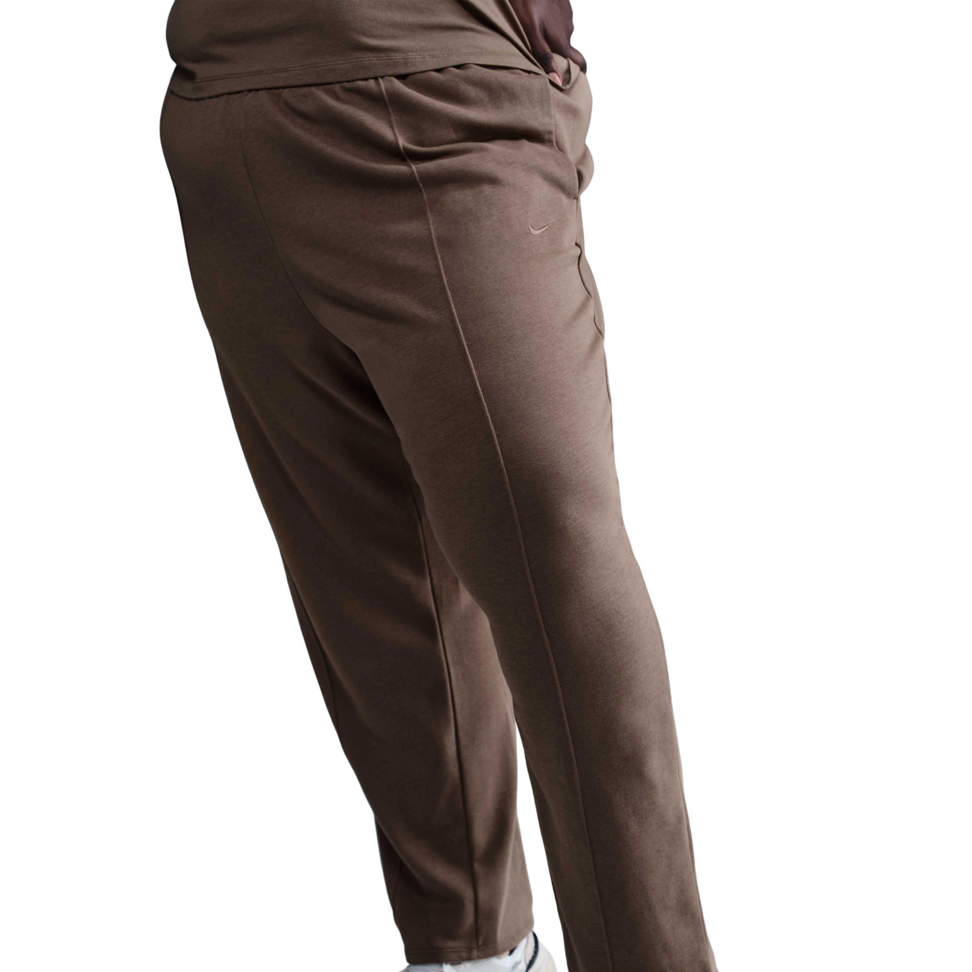 Nike Women's Sportwear Chill French Terry Cloth Mid Rise Open Hem Sweatpant-Dk Brown - DK BROWN Thumbnail View 1