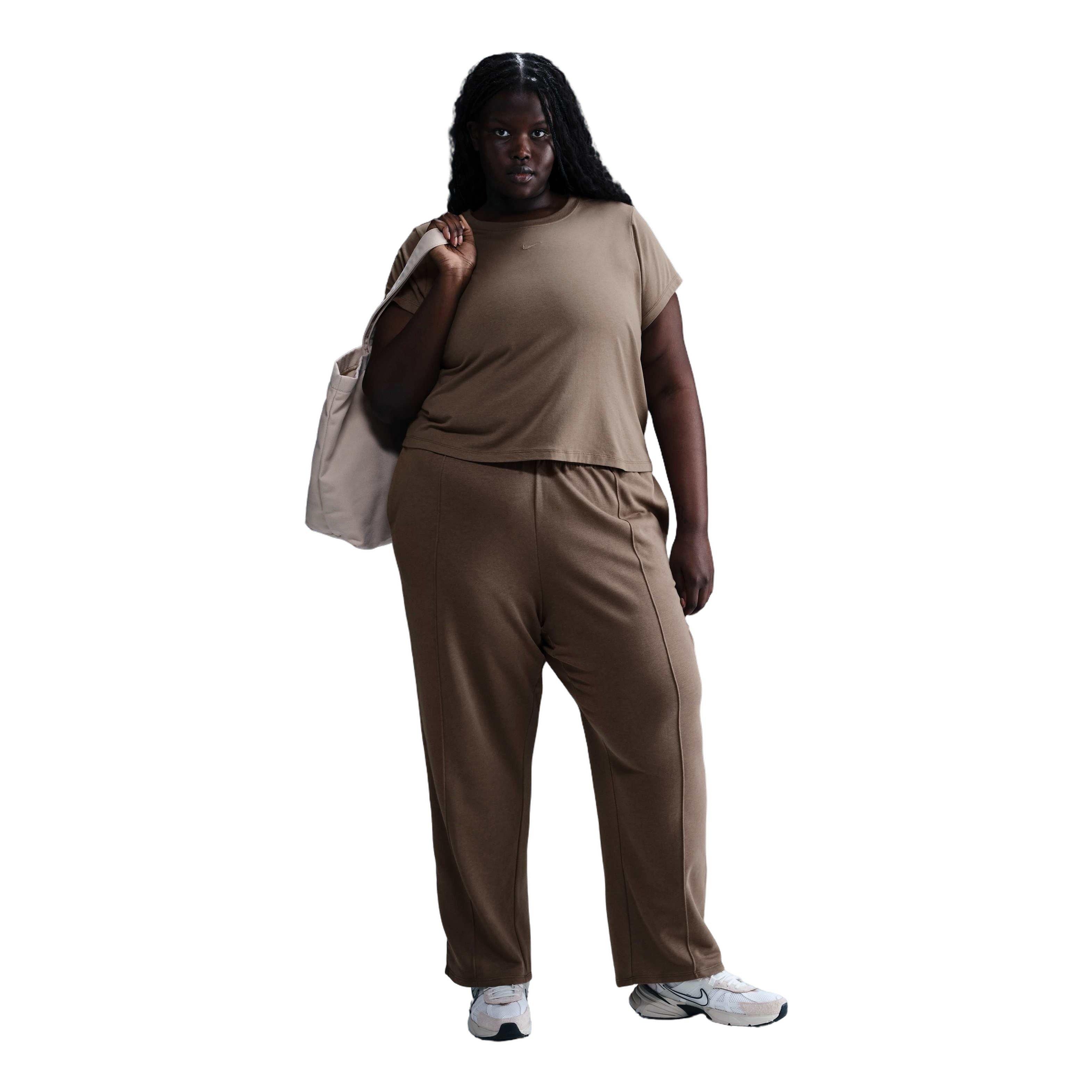 Nike Women's Sportwear Chill French Terry Cloth Mid Rise Open Hem Sweatpant-Dk Brown - DK BROWN Thumbnail View 3