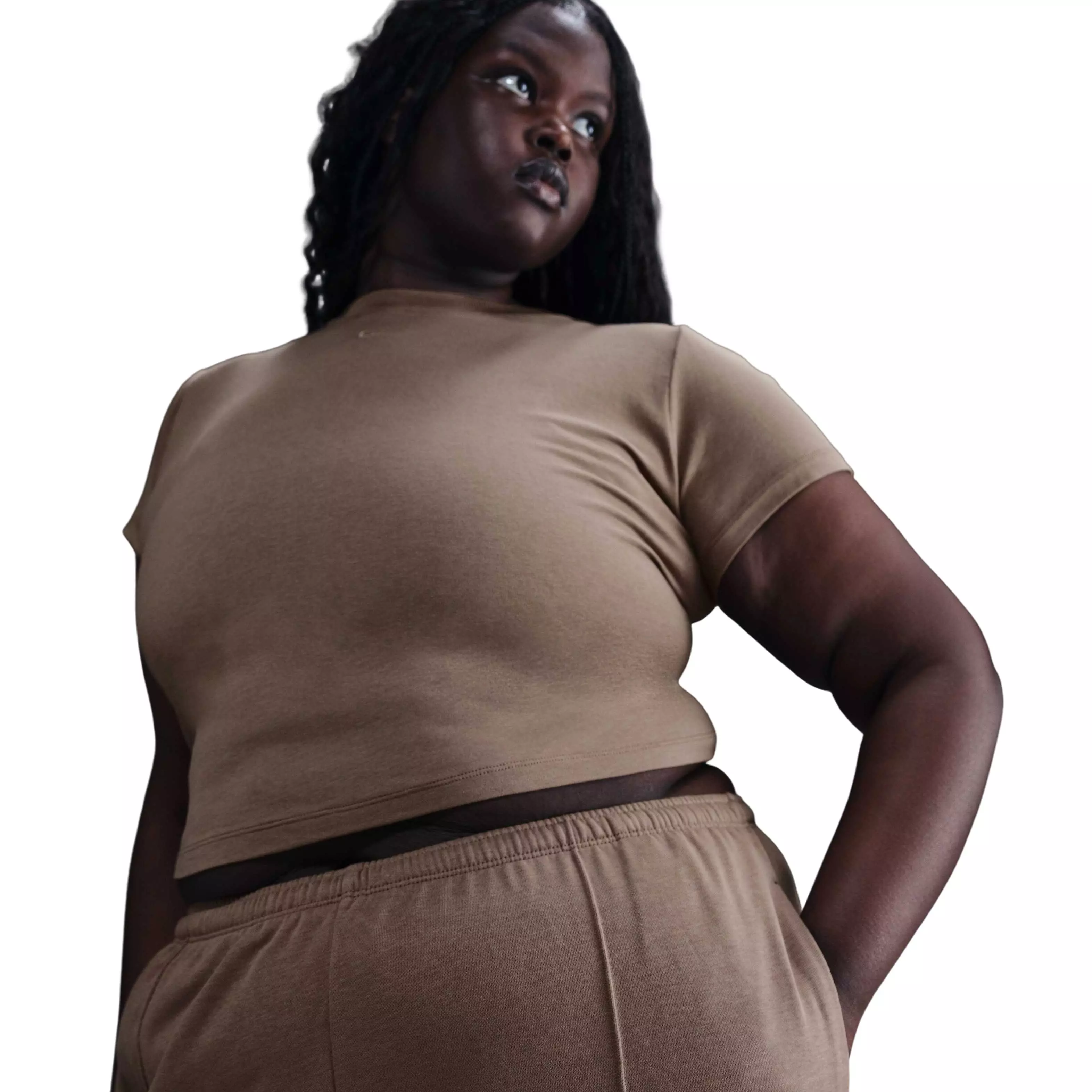 Nike Women's Sportwear Chill French Terry Cloth Mid Rise Open Hem Sweatpant-Dk Brown - DK BROWN