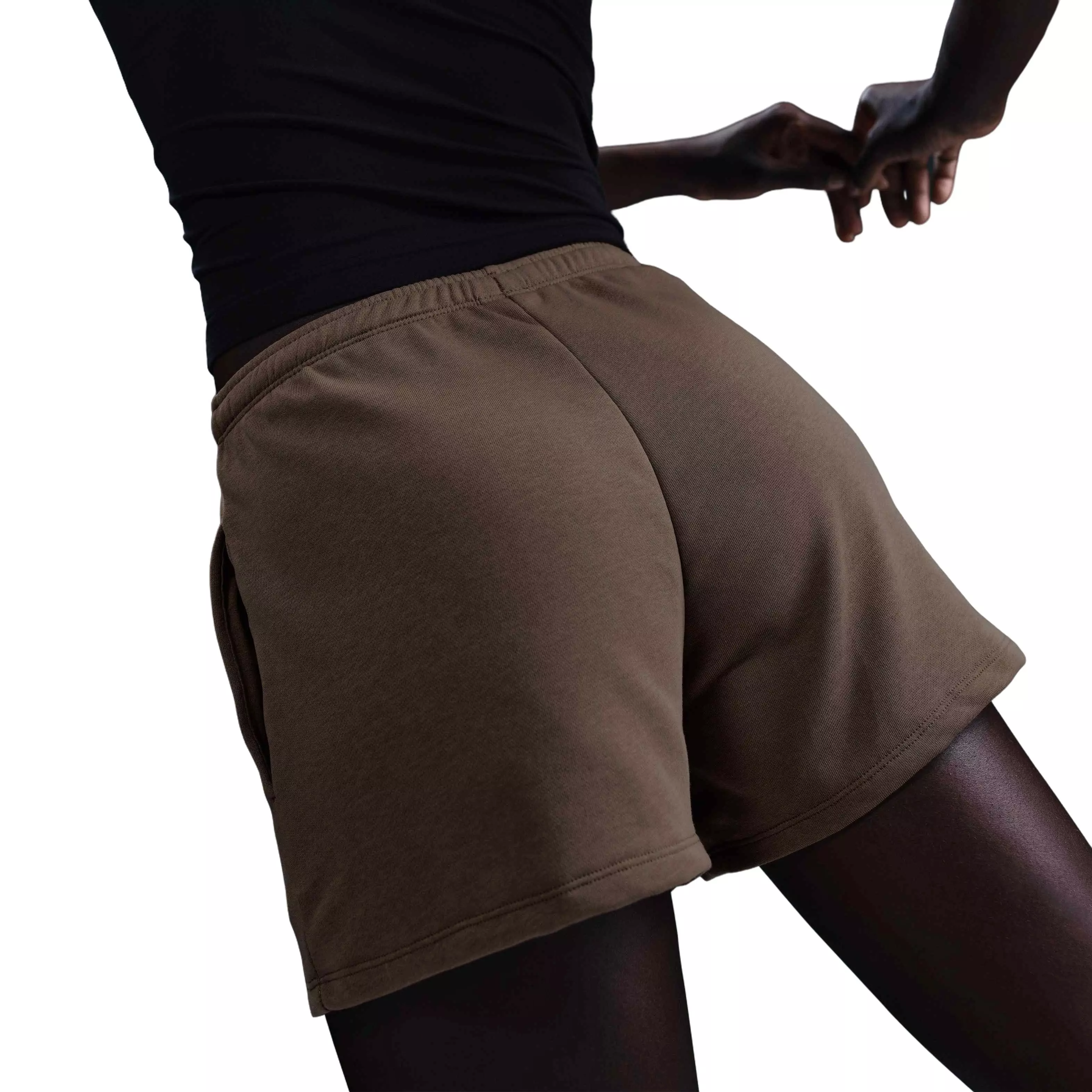 Women's Nike Women's Sportswear Chill Mid-Rise 4" French Terry Shorts-Brown - BROWN