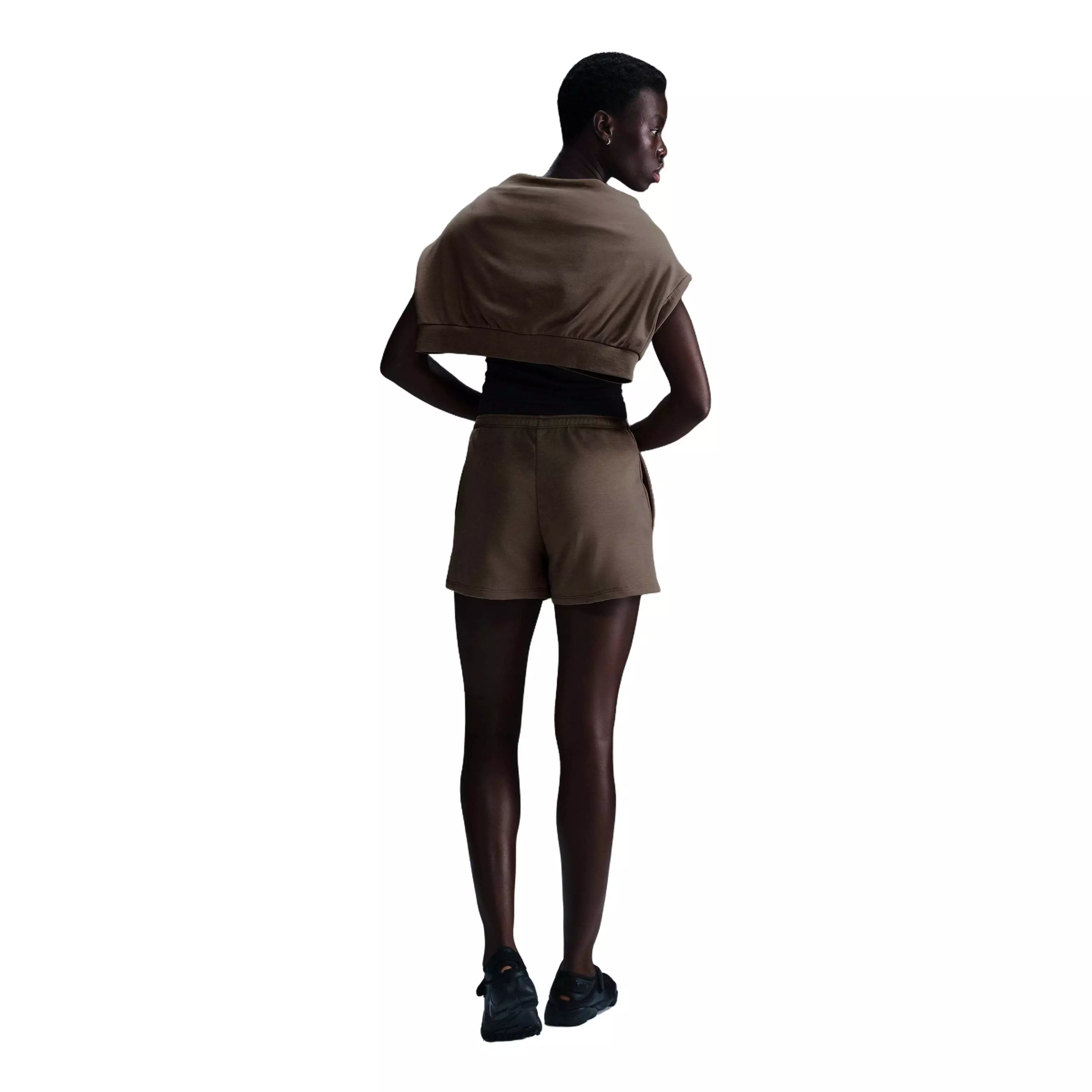 Women's Nike Women's Sportswear Chill Mid-Rise 4" French Terry Shorts-Brown - BROWN