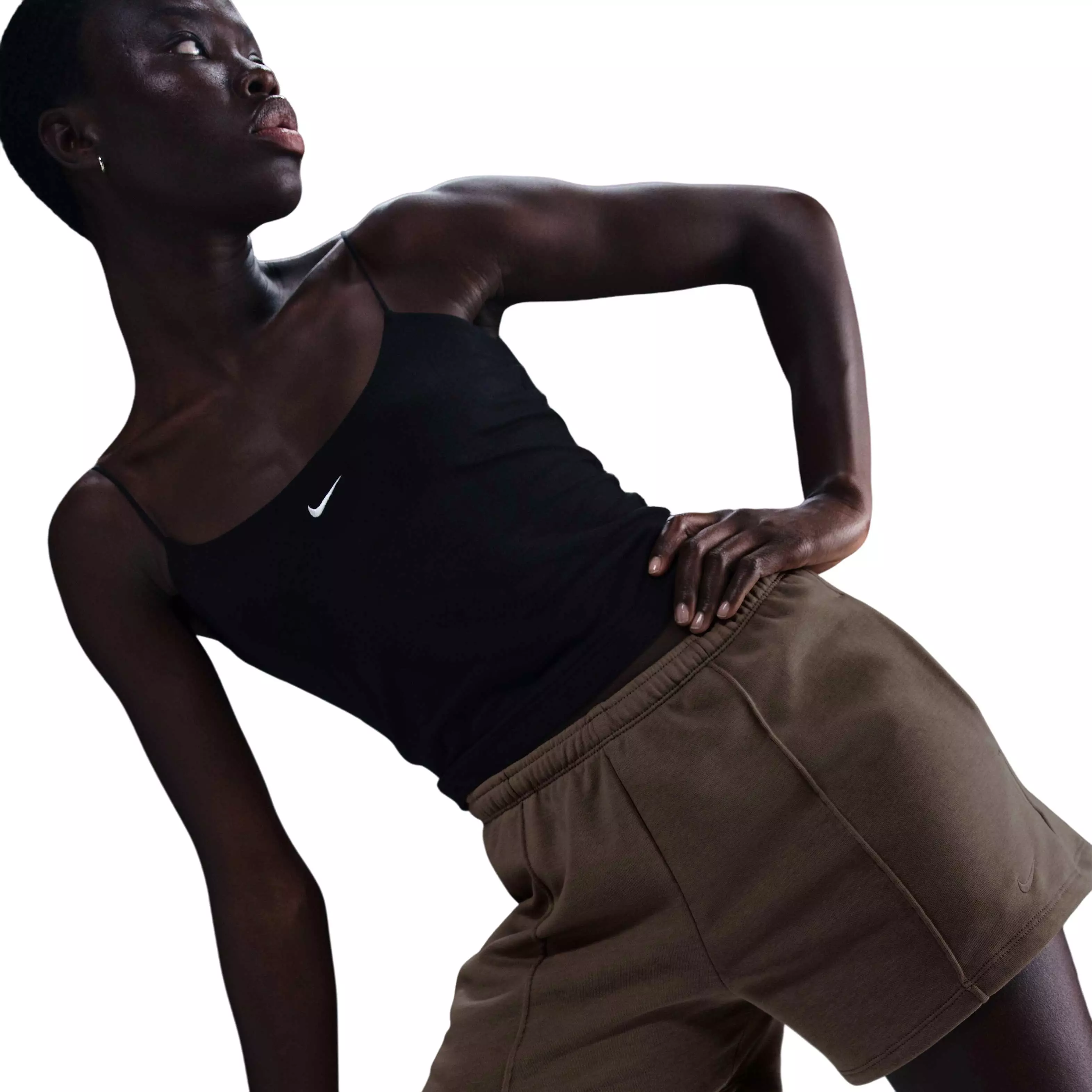 Women's Nike Women's Sportswear Chill Mid-Rise 4" French Terry Shorts-Brown - BROWN