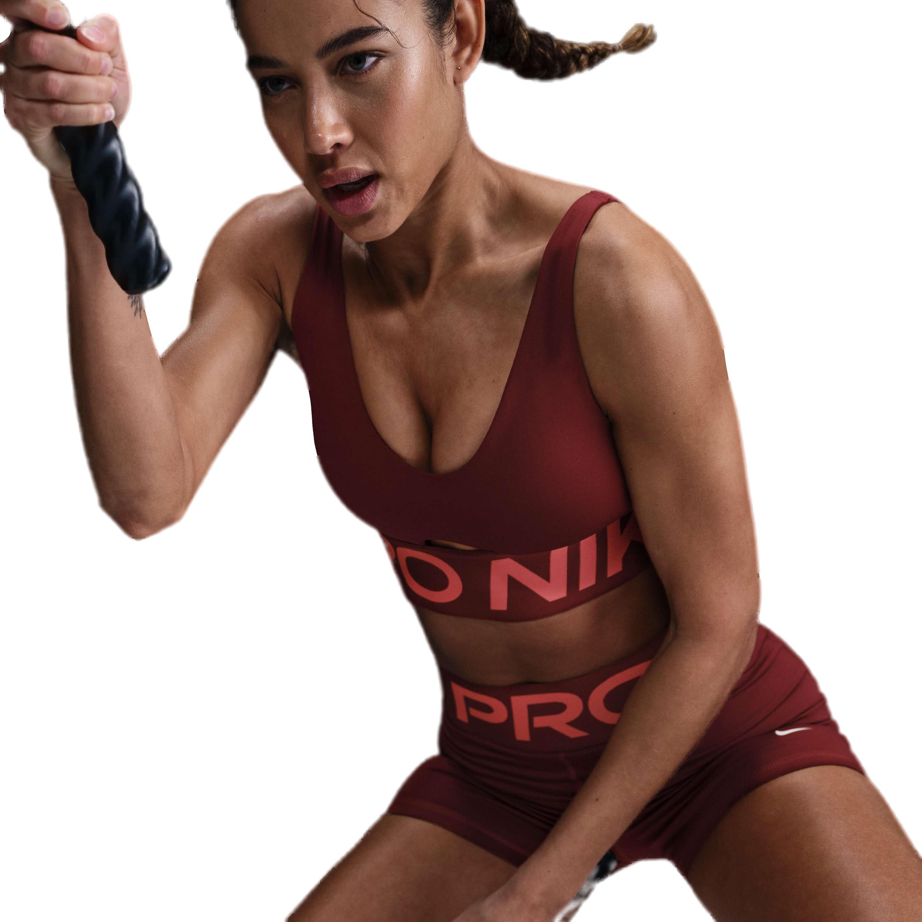 Nike Women's Pro Indy Plunge Sports Bra - Red - RED Thumbnail View 3