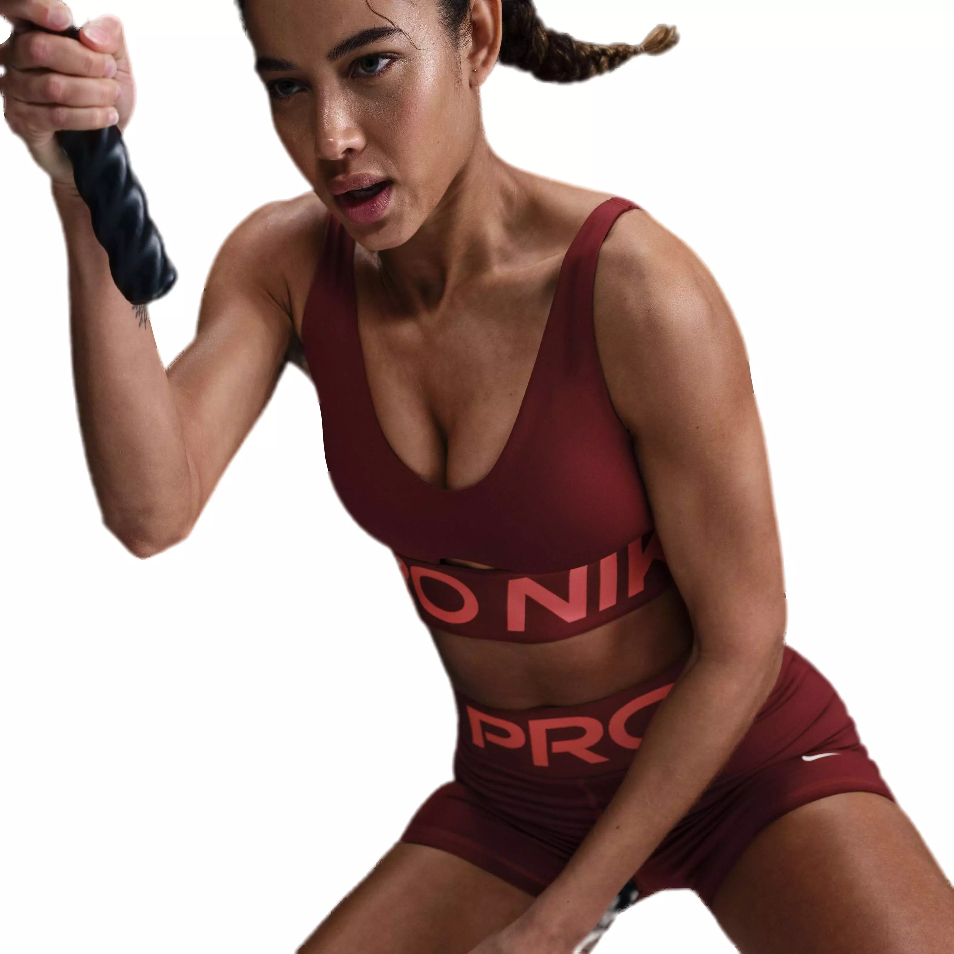 Nike Women's Pro Indy Plunge Sports Bra - Red - RED