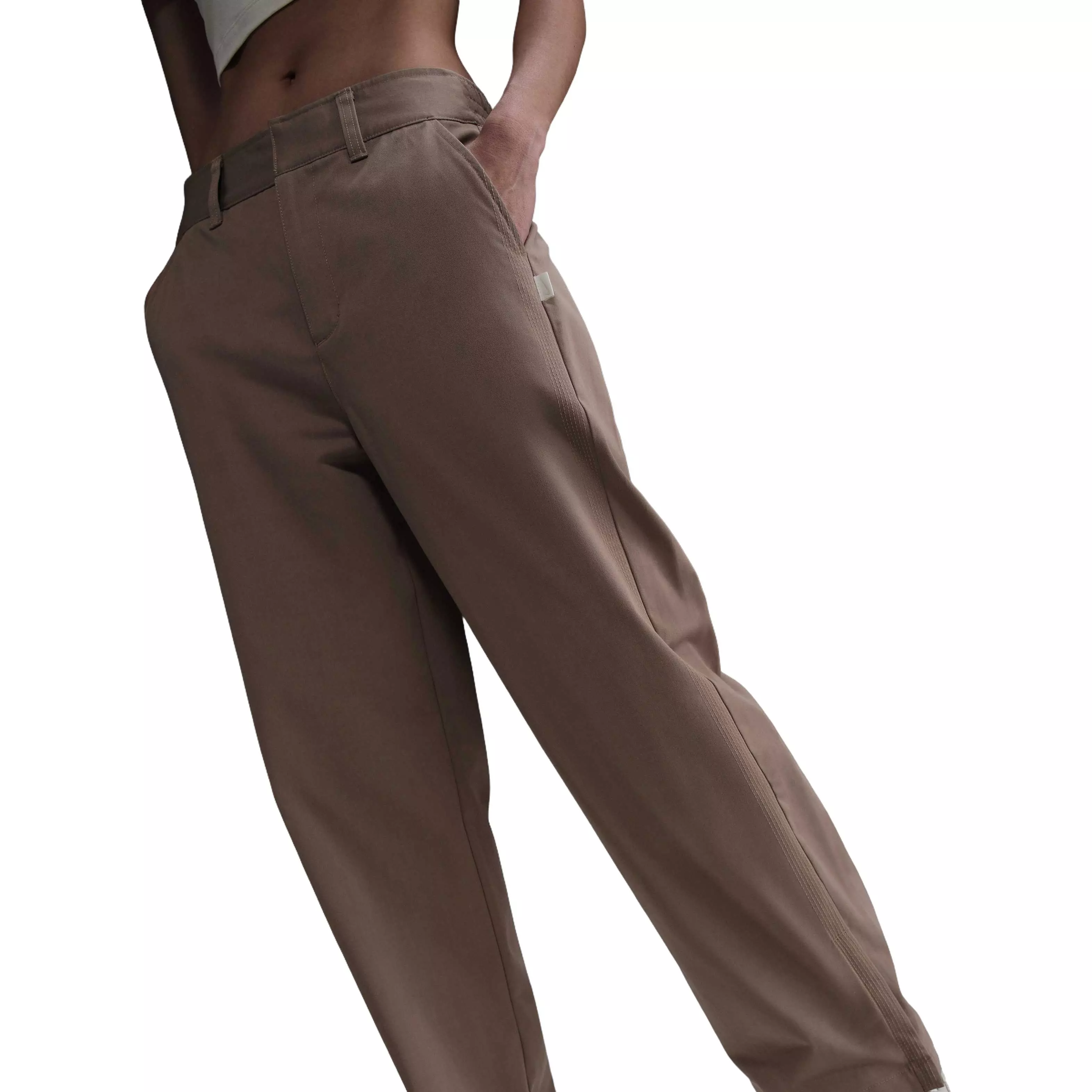 Nike Women's Sportswear Collection Mid-Rise Twill Pants - Brown - BROWN
