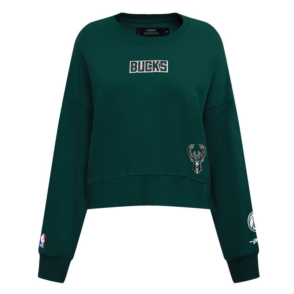 Pro Standard Women's NBA Milwaukee Bucks Wingspan Fleece Crewneck Sweatshirt - DK GREEN Thumbnail View 1